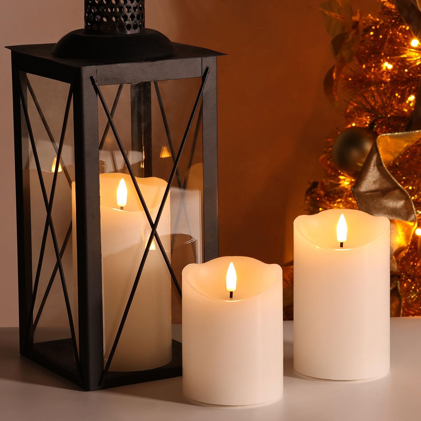Girimax White Flameless Pillar Candles with Remote, LED Candles Battery Operated, Real Wax Electric Candles Flickering Set of 3