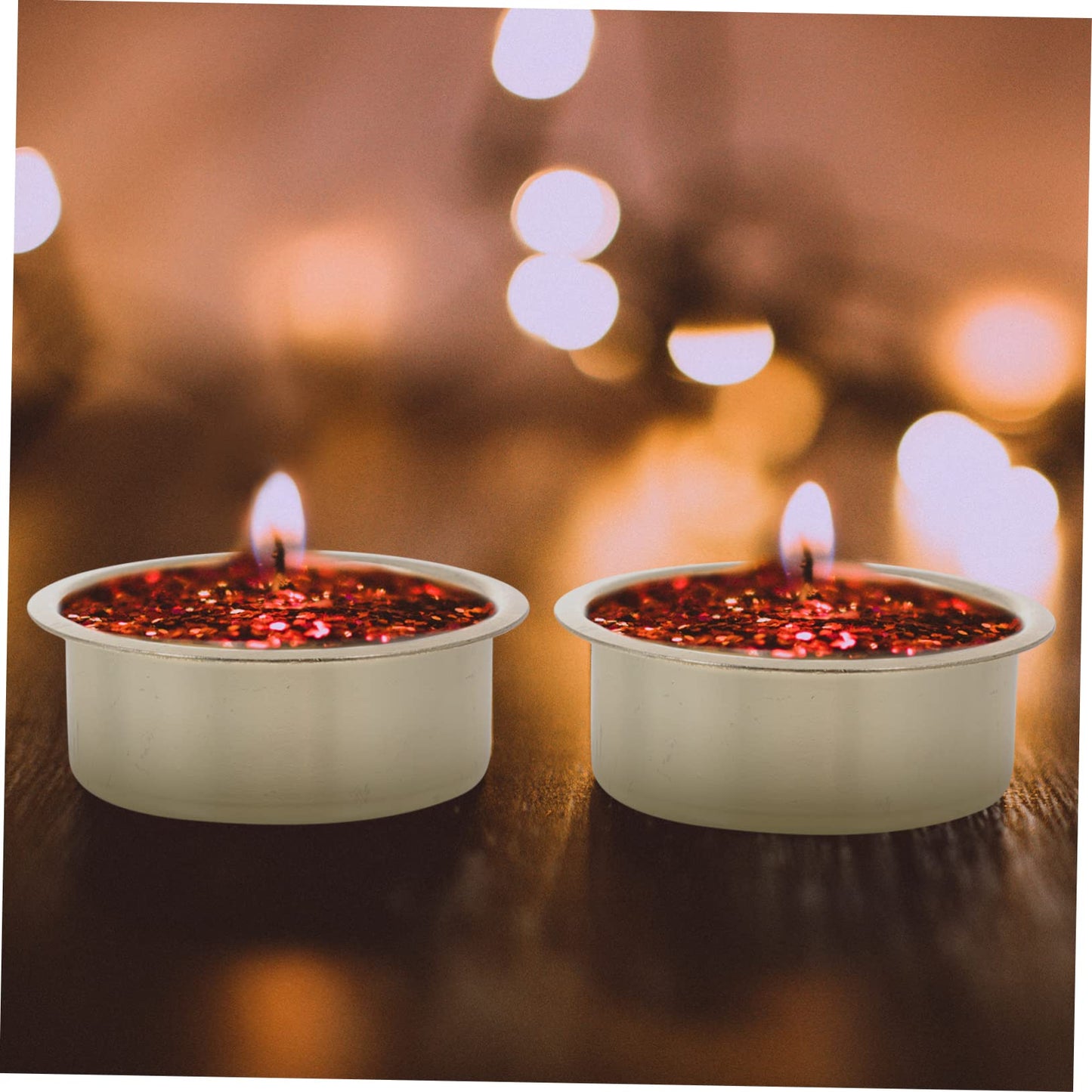 Artibetter 16 Pcs Metal Candle Cup Aluminum Tin Jars Christmas Party Centerpiece Light Candle Tin Tins Halloween Party Supplies Decoration Holders Travel Iron Household