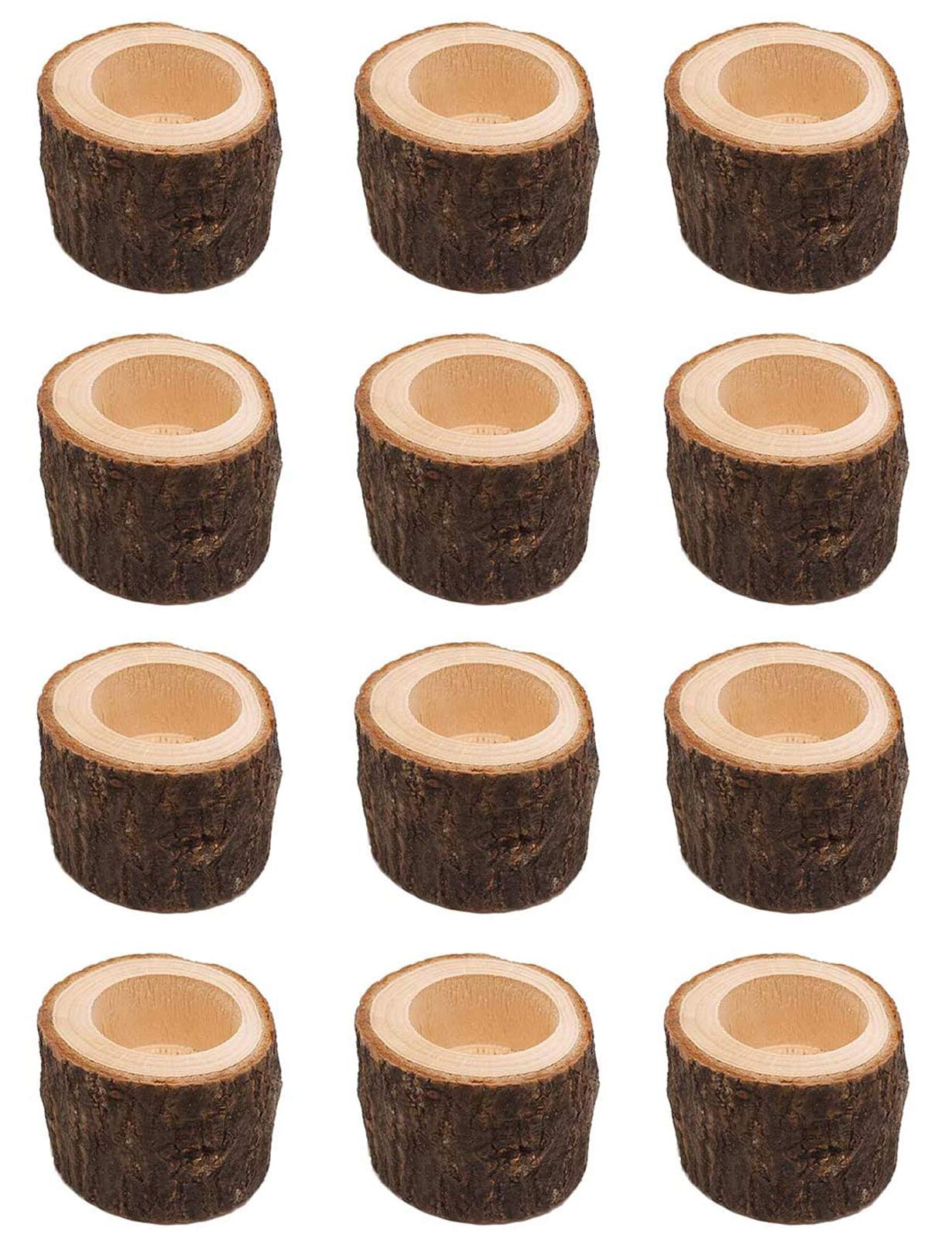Yikko Tea Light Candle Holders, Personalized Wooden Votive Tealight Holders for Wedding Centerpieces for Table, Halloween |Christmas Party |Valentine's Day |Home Decoration - 12pcs (2.36Wx1.65H)