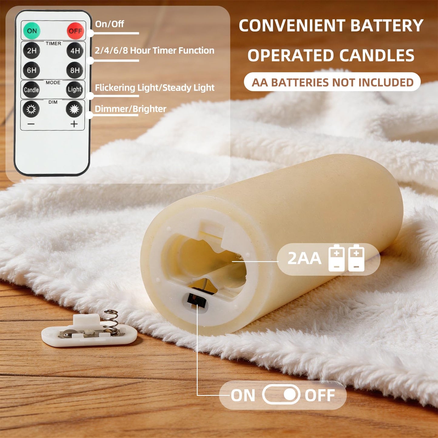 MiKoyi Flameless Pillar Candles with Remote, Battery Operated Candles Real Wax, [5-Pack] Fake LED Flickering flameless Candle with Timer Function for Room Home Decor (2.2" * 5/5.5/6/7/8") - White