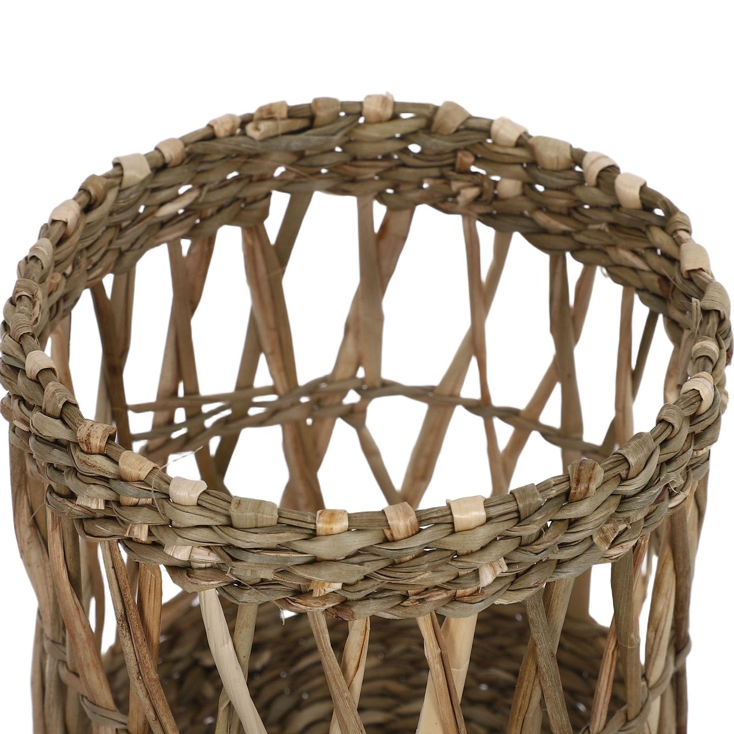 MAGICLULU Glass Tea Light Candle Holder Cups 7cm Diameter, Handwoven Straw Cylinder Votive Holders for Dining Room Table Centerpiece and Home Decor