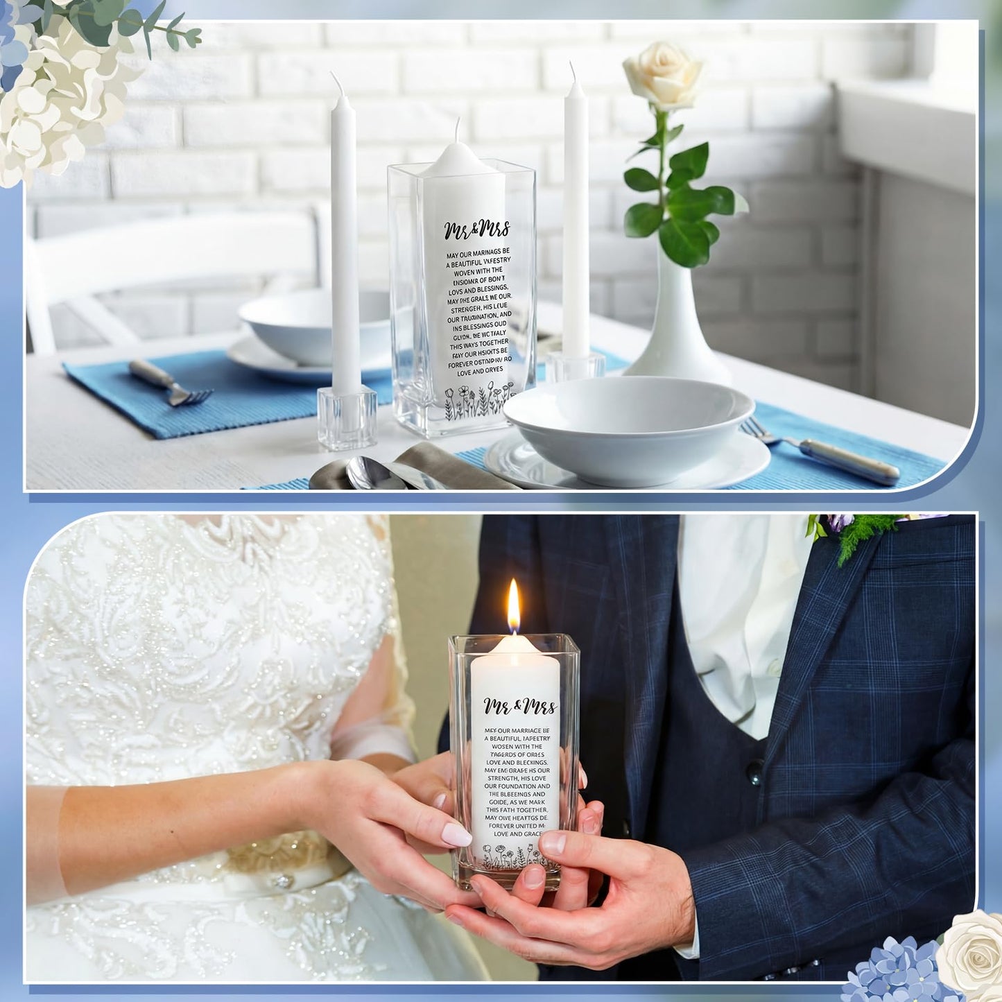 Irenare Unity Candles with Holder for Wedding Ceremony Unity Candle Set Wedding Table Decorations Accessories for Formal Events Church(Glass Dome)