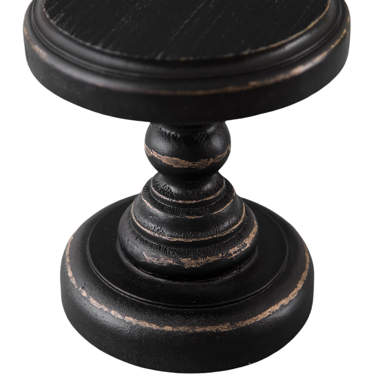 SOFE Black Wood Display Riser, Rustic Small Pedestal Stand/Planter Stands, Tray Holder for Decor, Unique Wooden Base 7 Inches Tall for Mini Items, Candle, Figurine