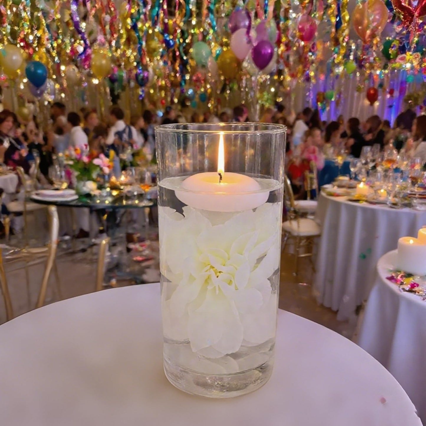 ZJGXH 24 Pcs Floating Candles for Centerpieces and Floating Flowers Vase Fillers for Centerpieces White Artificial Flowers for Wedding Table Party Home Decoration