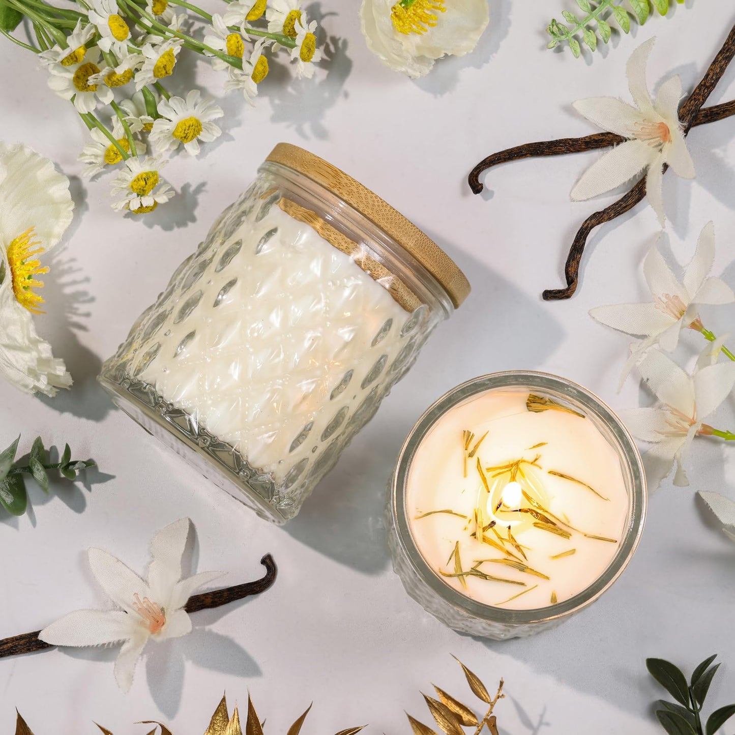 MATAHUM 2 Pack Vanilla Scented Candles for Home Decor, 6.5oz Natural Soy Wax Aromatherapy Jar Candles, Vanilla Candle for Home Scented Relaxing, Birthday Housewarming Giftable for Women Girls and Mom