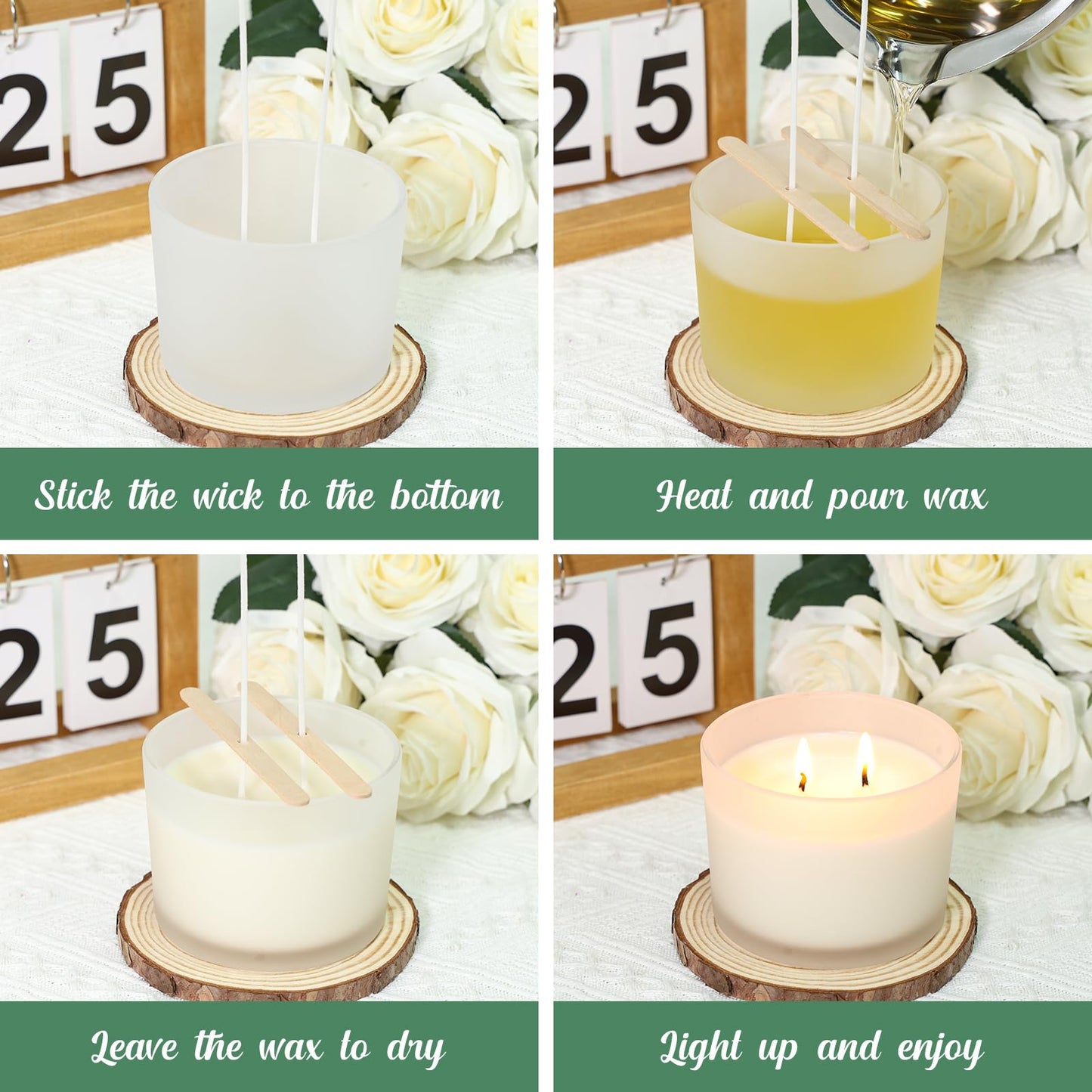 SUPMIND 12 fl.oz Candle Jars, 8 Pack Large Frosted Empty Glass Jars for Candle Making with Bamboo Lids, Wide Mouth Container Bulk, Ideal for Candle Business Owners