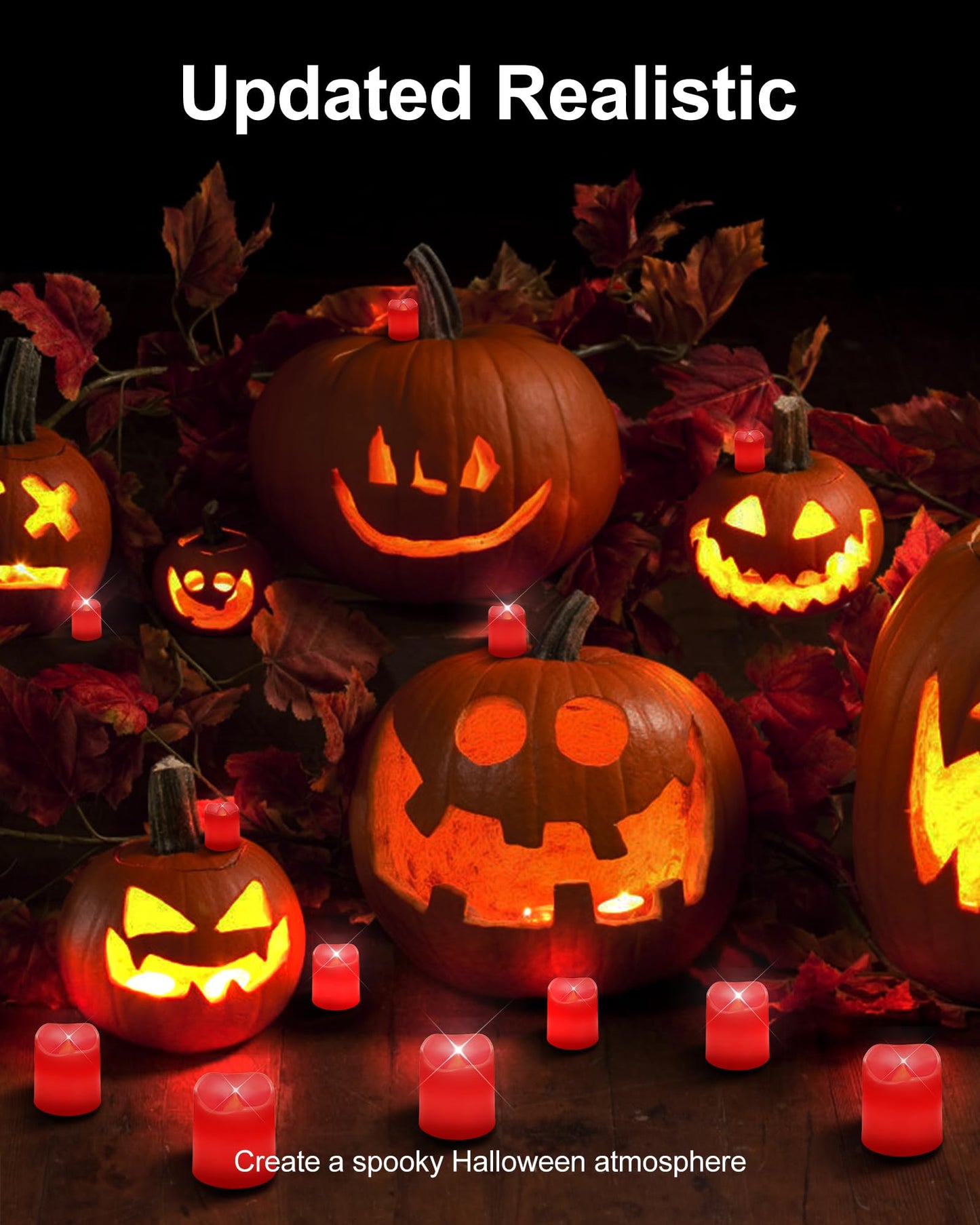 SHYMERY Flameless Votive Candles,Battery Operated LED Candle,24 Pack 200+Hour Flickering Electric Fake Candles in Red for Wedding,Table,Halloween,Festival Celebration,Christmas Decoration