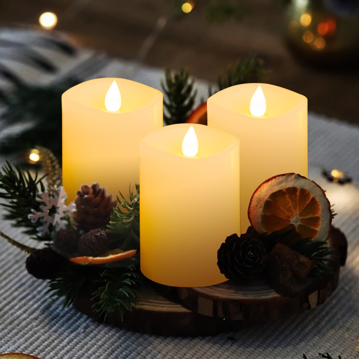 ASLDOIWEH 3″x4″ Flickering Flameless Candles Set of 3, 2AA Battery Life 600 Hours Battery Candles Flickering with Timer,4 inch Flameless Candles with Remote for Indoor/Outdoor, White