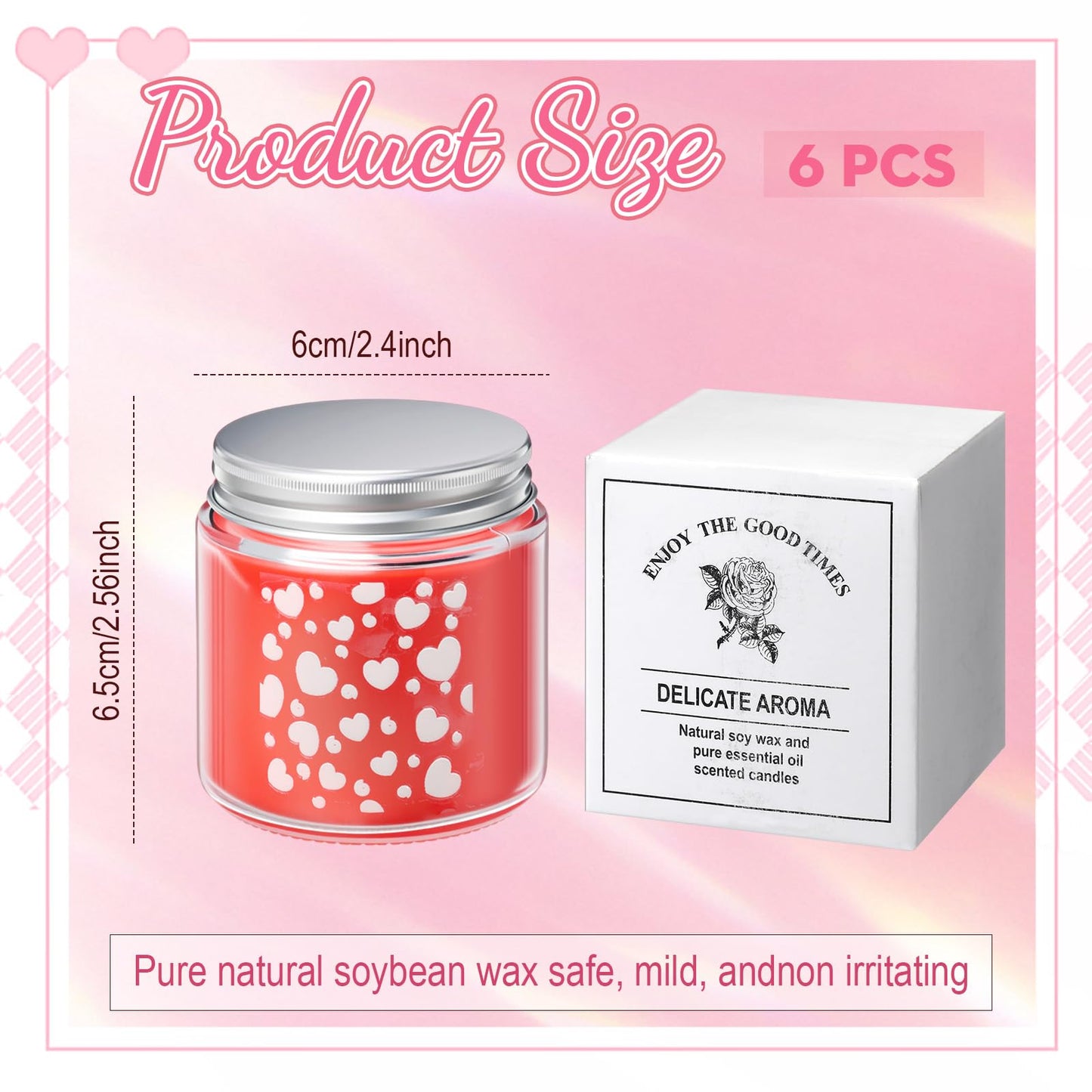 Sumind 6 Pcs Valentine's Scented Candle Gifts for Her Girlfriend Wife Long Lasting Burning Aromatherapy Heart Candle for Men Husband Boyfriend Romantic Anniversary Candles Gifts Valentine Deco
