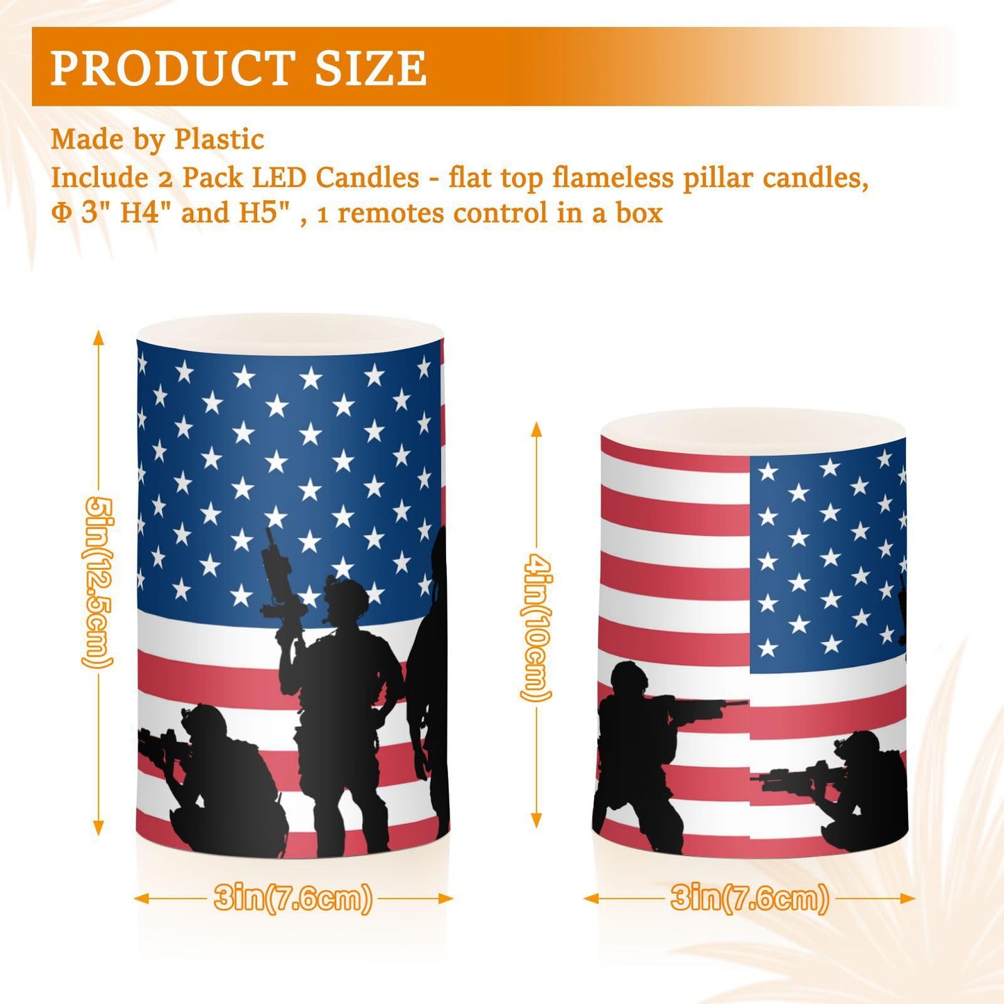 Eionryn American Flag Military Soldiers with Rifle Flameless Candles Patriotic 4th Of July Independent Labor Day Battery Operated LED Candles with Remote Timer Electric Candles for Home Party Decor 2