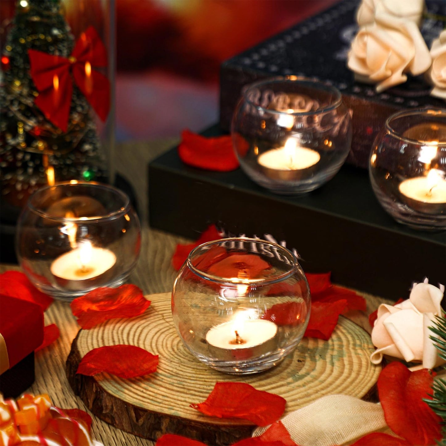 Uiifan 36 Pcs Clear Votive Candle Holder 1.97'' x 2.17'' Bulk Glass Tea Lights Round for Wedding Candle Jars Holder for Wedding Table Centerpiece Party Birthday Home Decoration