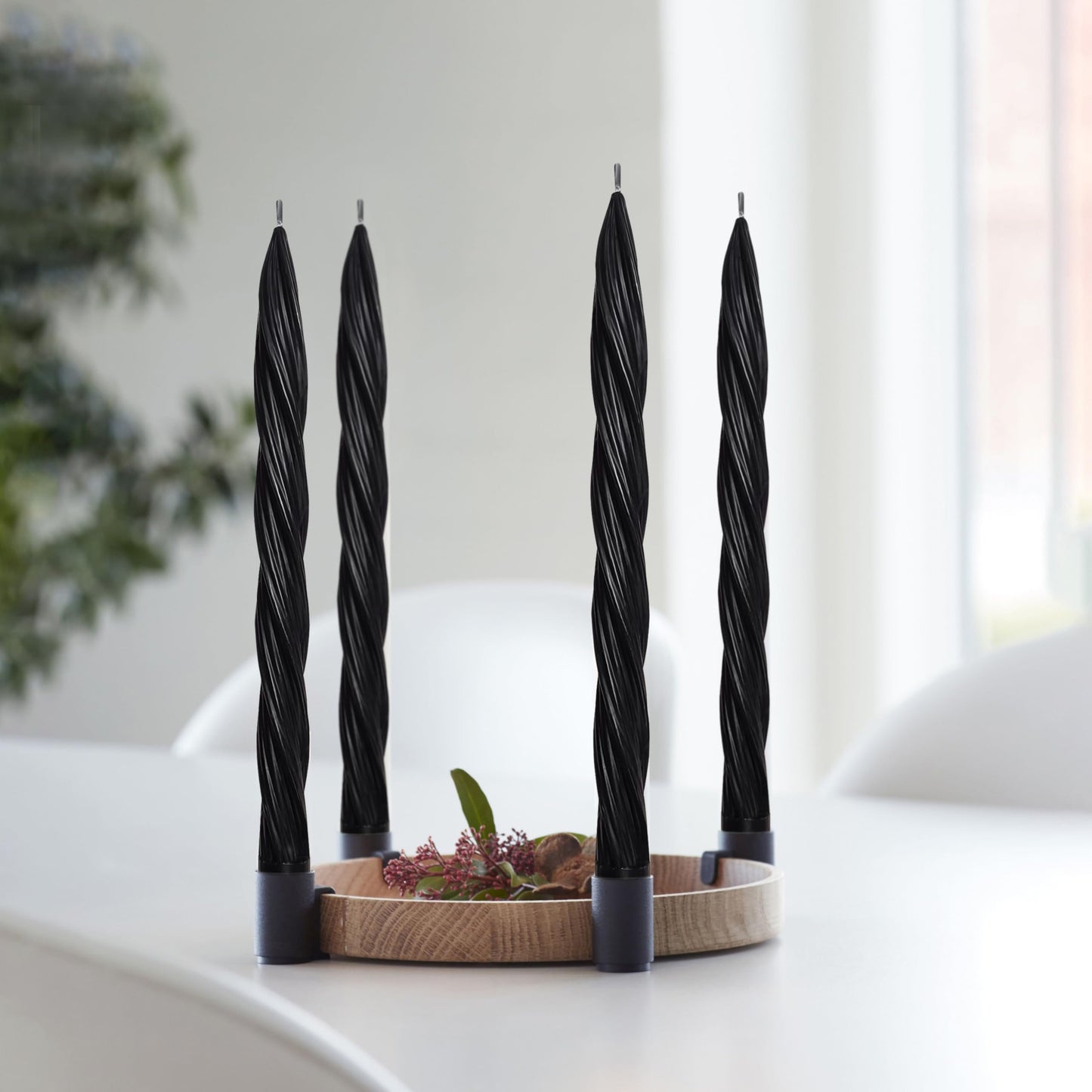 Taper Candle Black Spiral Tapered Candles 10 Inch Smokeless Candlesticks Handmade Twisted Candle Stick for Holiday Home Decor Wedding Gifts 2 PCS