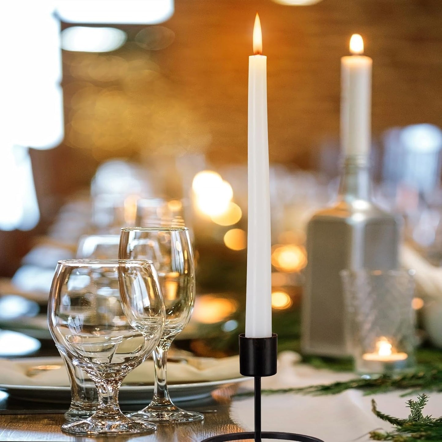 WPONSZU 16 Pack White Taper Candles, 7-8 Hours Burn Time, Unscented, Smokeless and Dripless, 4/5 x 10 Inch for Christmas,Household,Dinner,Wedding,Valentine's Day,Party and Home Décor Candlesticks