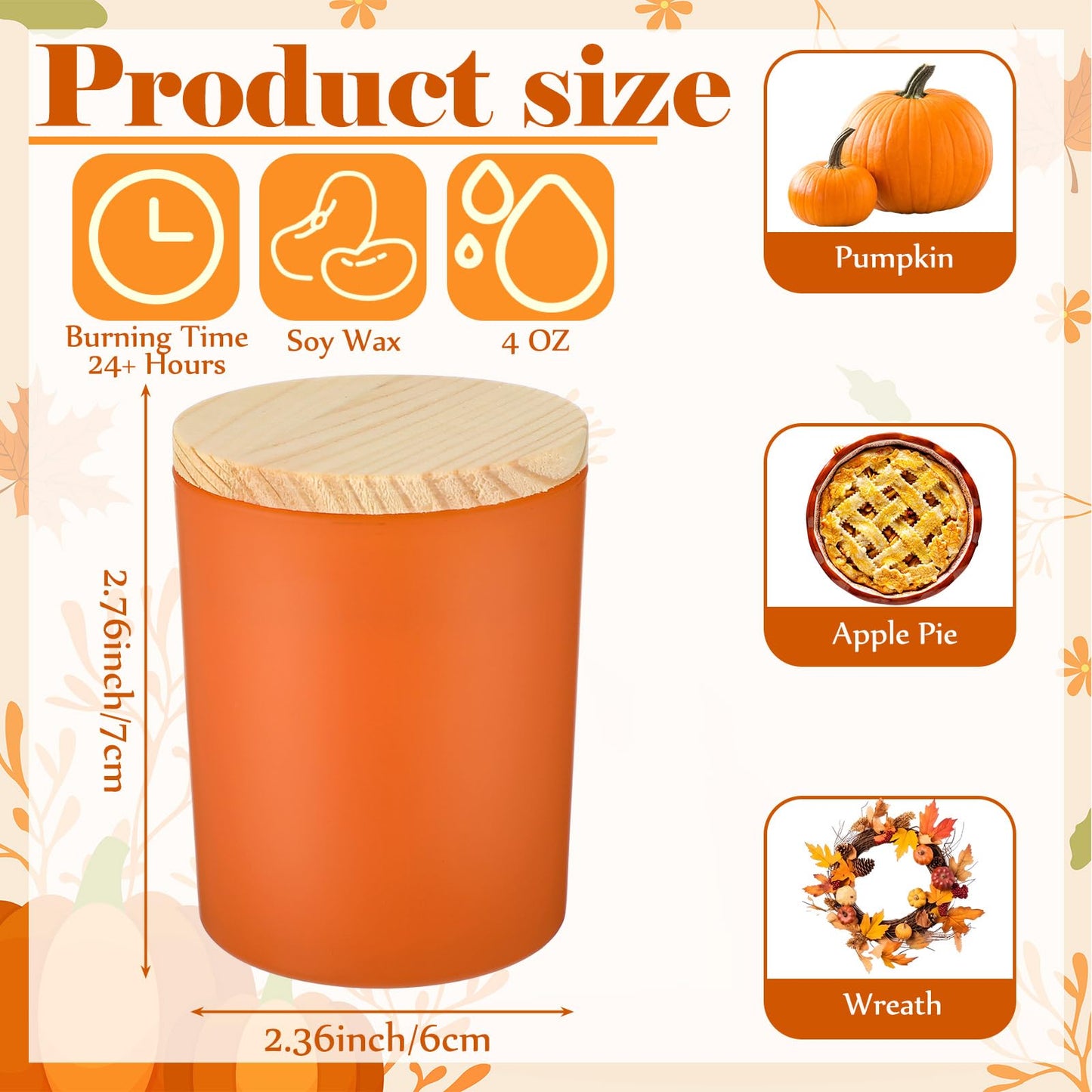 Yuntau 6 Pack Thanksgiving Scented Jar Candles for Home Kitchen 4 oz Scented Natural Soy Wax, Thanksgiving Candle Gifts Set for Women Men Fragrance of Autumn Pumpkin Wreath Apple