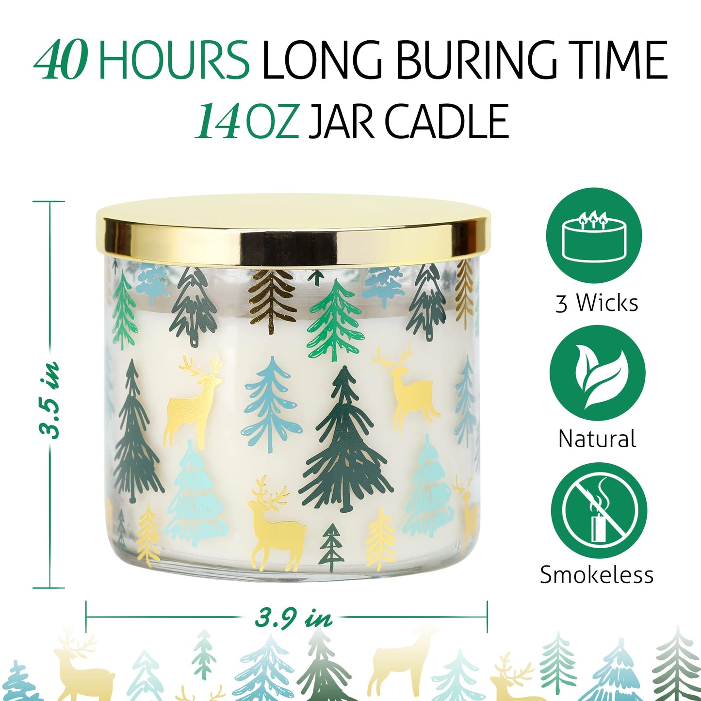 Christmas Candle, Pine Scented Candle, Christmas Tree Scented Candle, Winter Candle, Large 3 Wicks Candle, 14oz