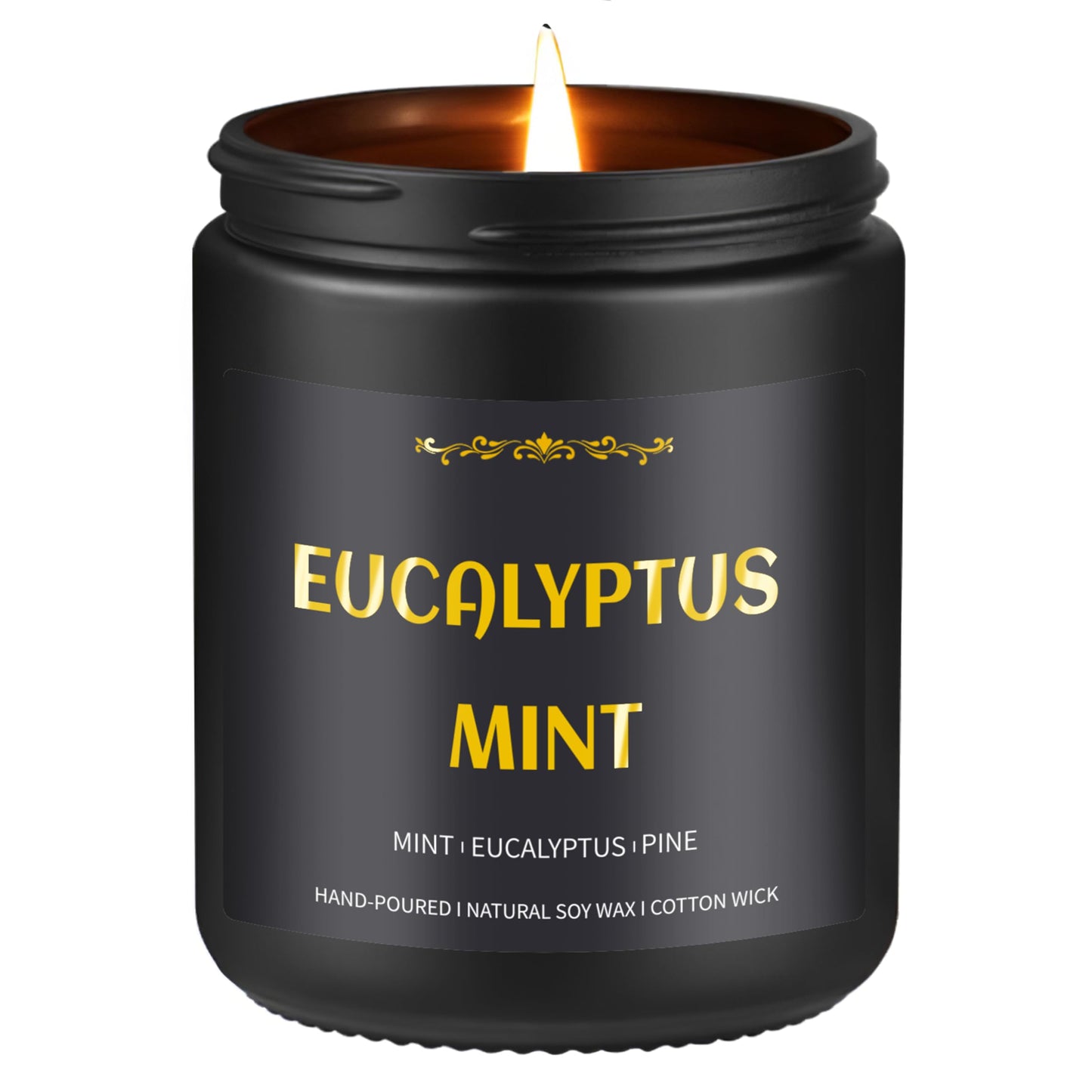 Eucalyptus Mint Candle, 7 oz Scented Candle for Men, Soy Candles for Home Scented, Masculine Jar Candle for Him, 50 Hours Burning Time Mens Candle Gift for Boyfriend, Father, Birthday Present Giving