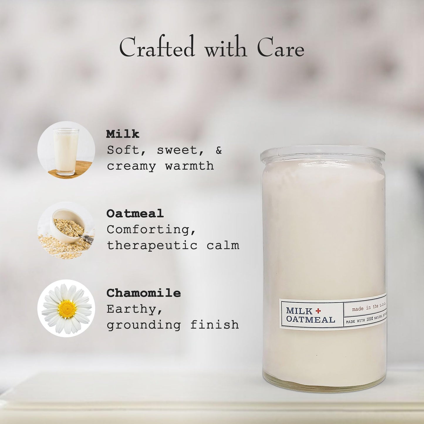 U.S. Apothecary Milk & Oatmeal Candle, 100% Soy & Vegetable Wax Blend Candles for Home, 100-Hour Long-Lasting Burn Time, Clean Burning Candles Made in USA, 16 oz