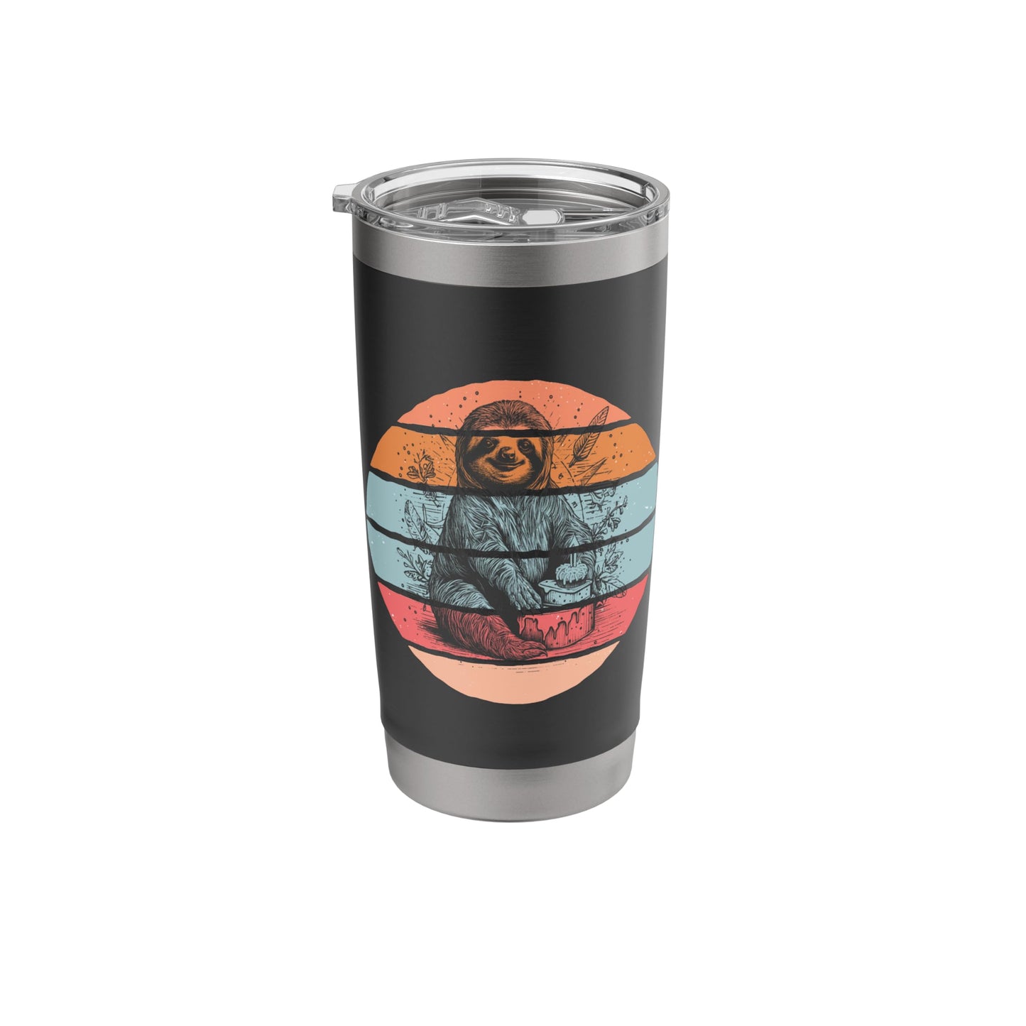 Sloth Birthday Cake Candle Floral Animal Cute Relaxed Calm Stainless Steel Insulated Tumbler