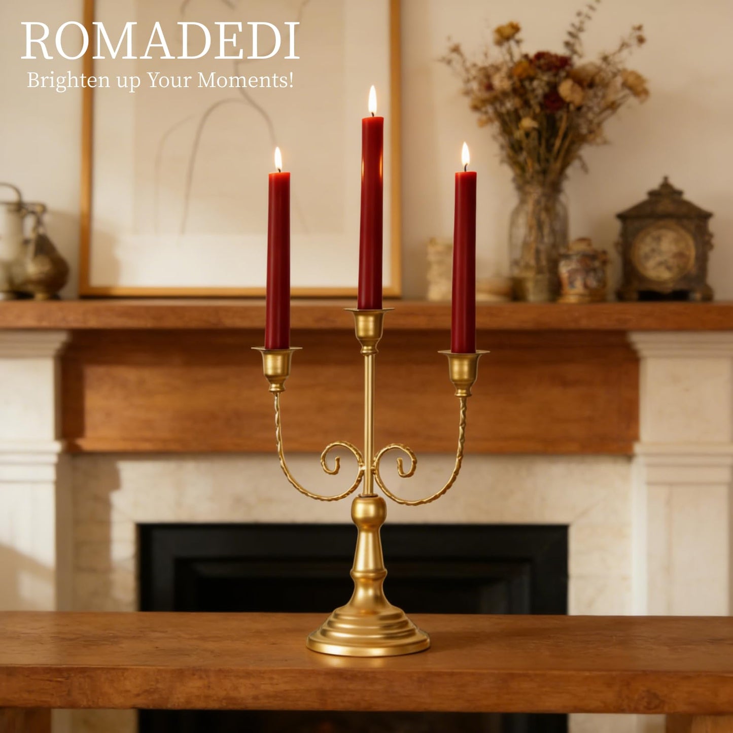 Romadedi Candelabra Black Candle Holders: 5 Arm Halloween Candlestick Holder 11.8" Gothic Home Decor for Party Table Centerpiece Mantel Christmas