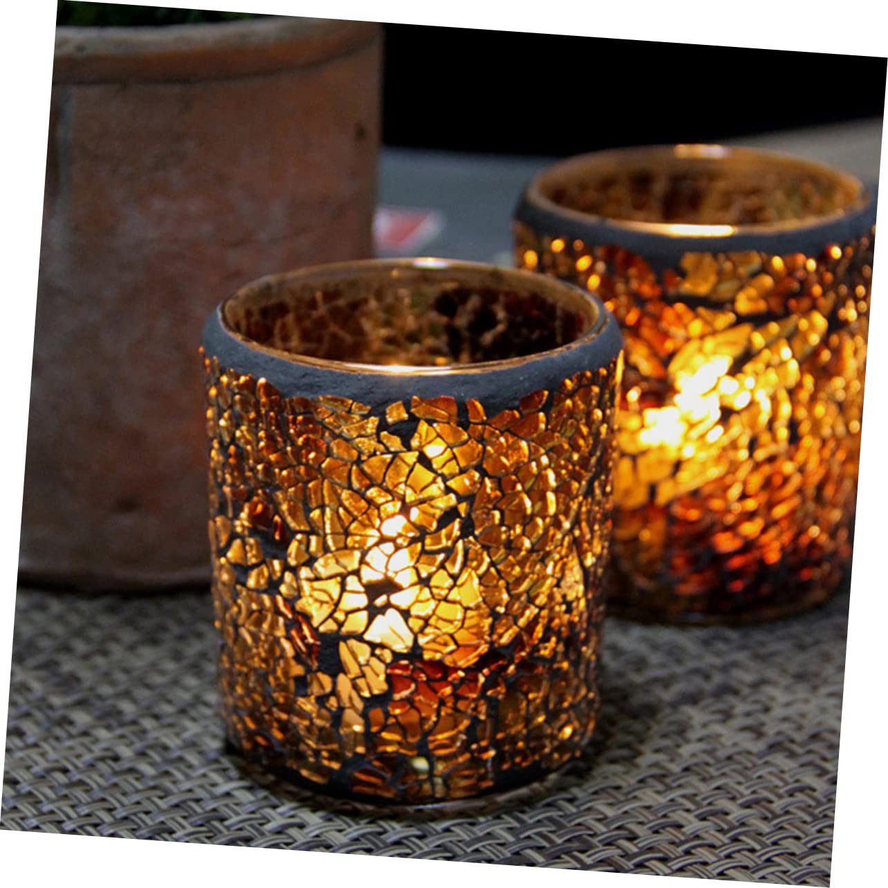 OSALADI European Style Glass Candlestick Set of 2 Stylish Candle Holders for Home and Party Desktop Decor 2.95X2.95X3.34In Flameless Candle Holder Alternative