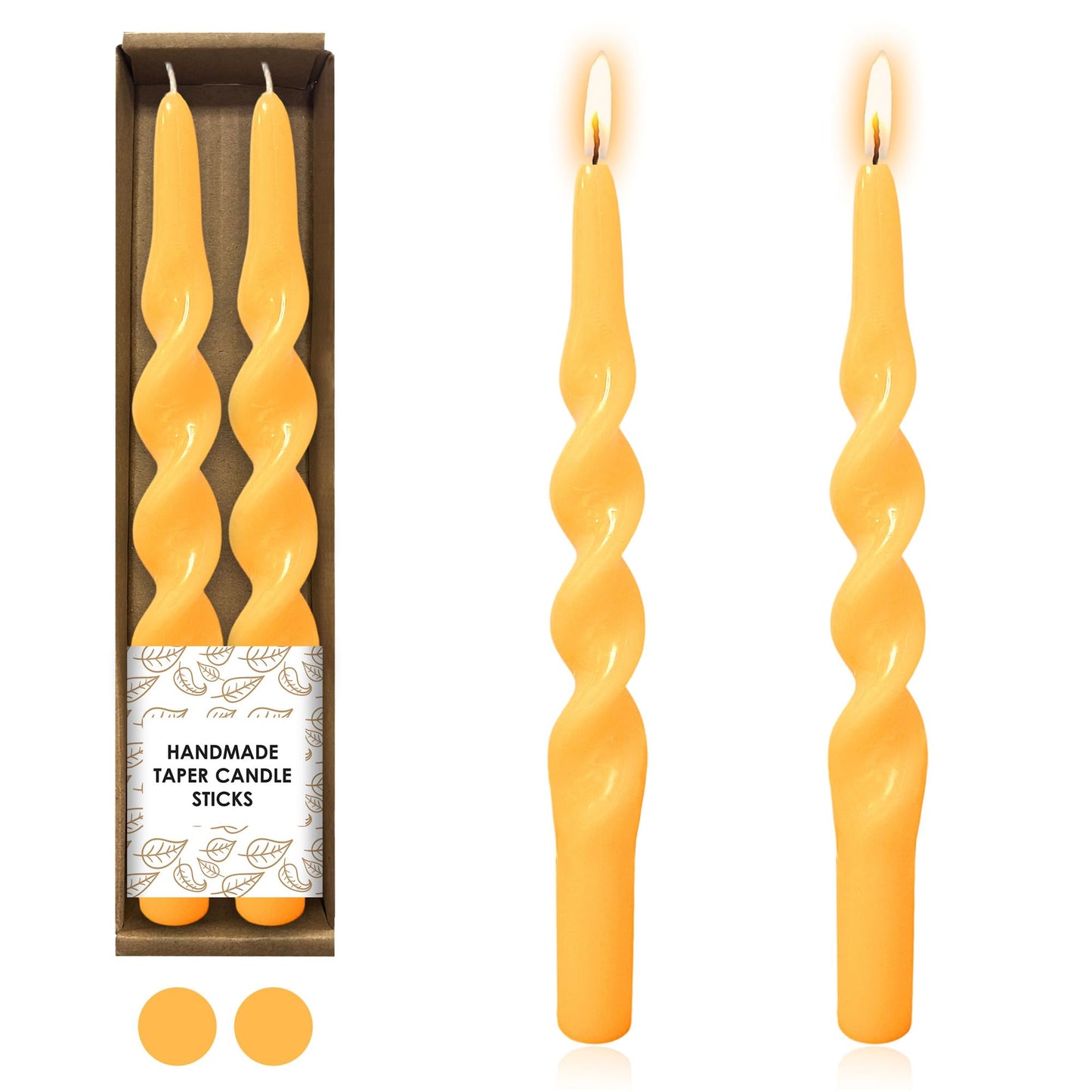 Gedengni Beeswax Taper Candle Spiral Candlesticks,7inch Natural Bees Wax Candles Smokeless Tapered Candle for Home Meditation for Home Meditation Prayer Dinner Decor,2pcs 1D-BEE
