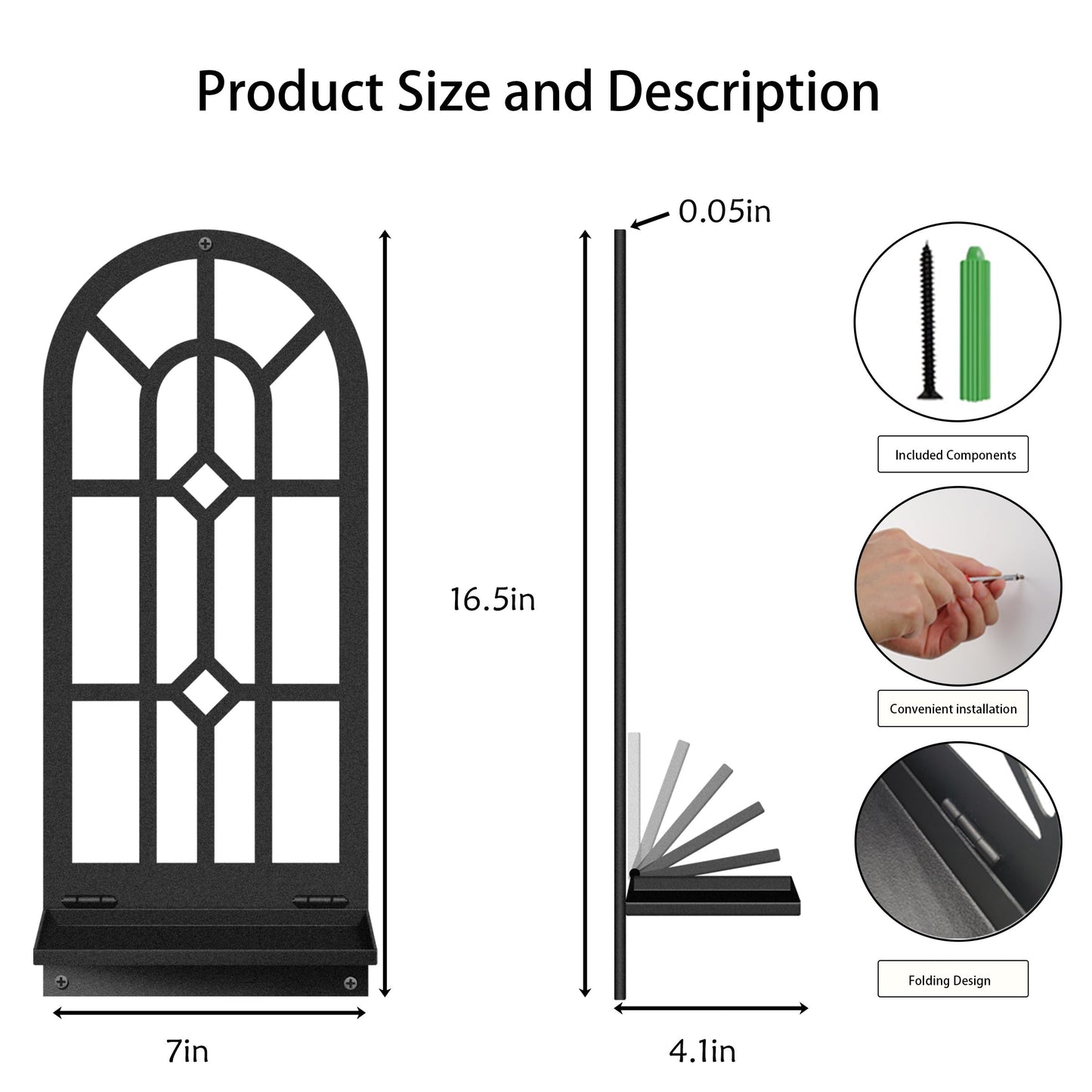 Black Metal Wall Art Holder Set of 2,Rustic Farmhouse Home Wall Decor,Bohemian Line Candle Holder for Living Room Bathroom Fireplace Housewarming Gift (16.5 x 7inches)