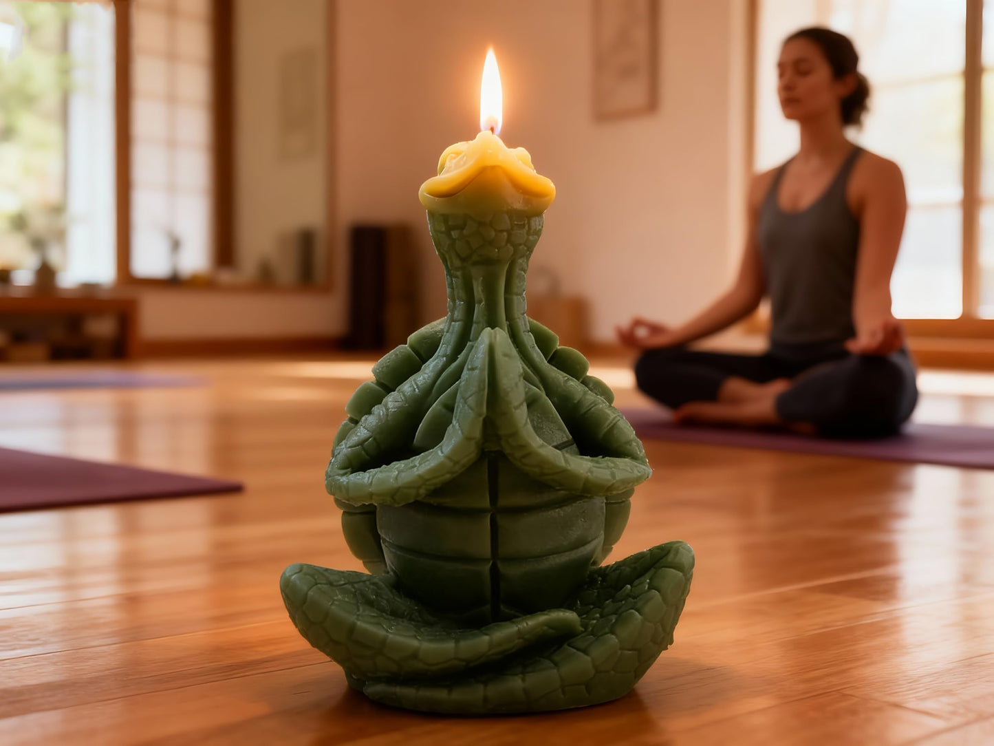 Turtle Yoga Pose Shaped Scented Candle,50G Aroma Soy Wax Decorative Art Candle for Table Photo Prop Birthday,Prefect Gift for Meditation Stress Relief Mood Boosting (Green)