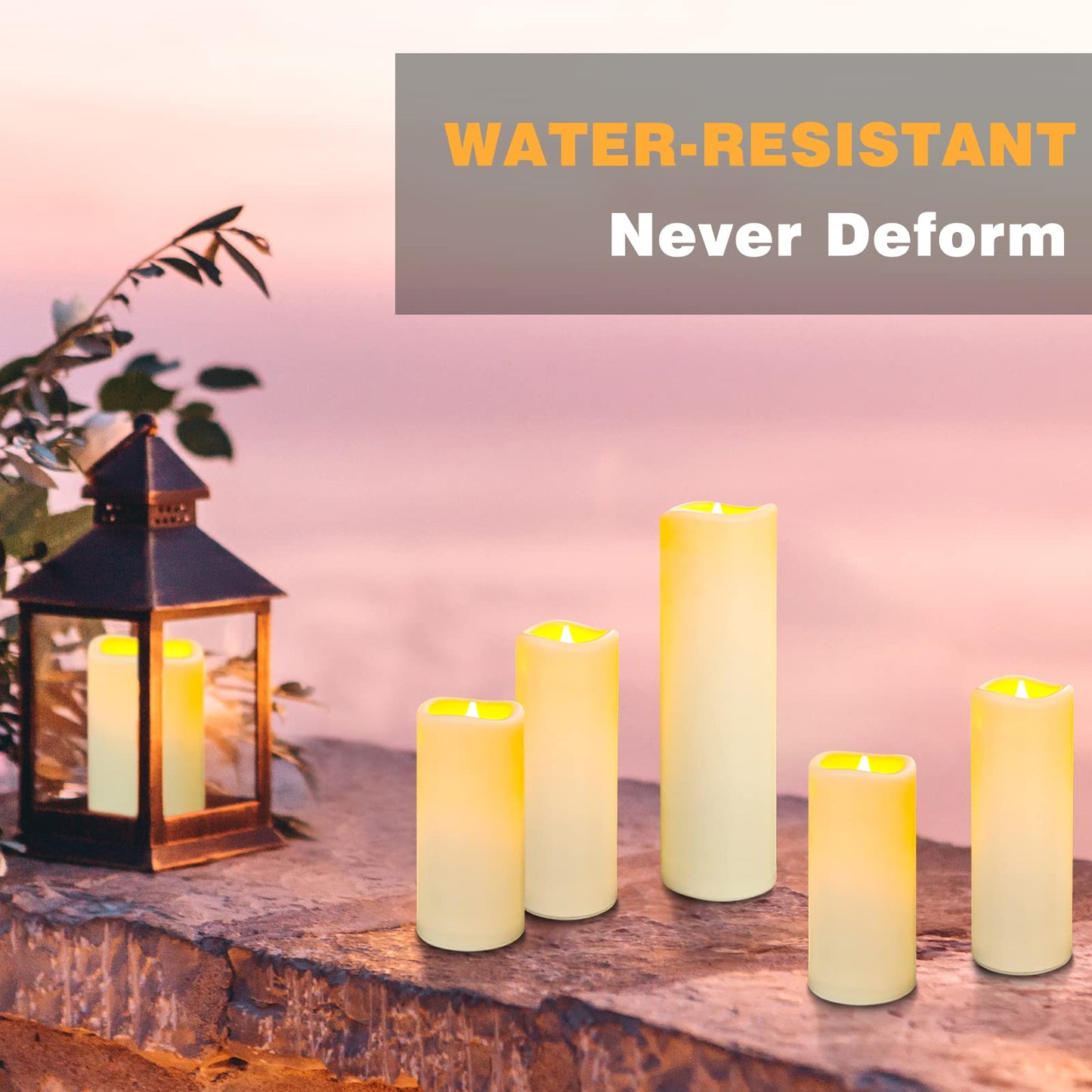 YIWER Plastic Waterproof Flameless Candles Set of 24: Battery Operated Candles Ivory Flickering Pillar Candles Include 4"/5"/6"/7" with 10-Key Remote 2/4/6/8H Timer Function