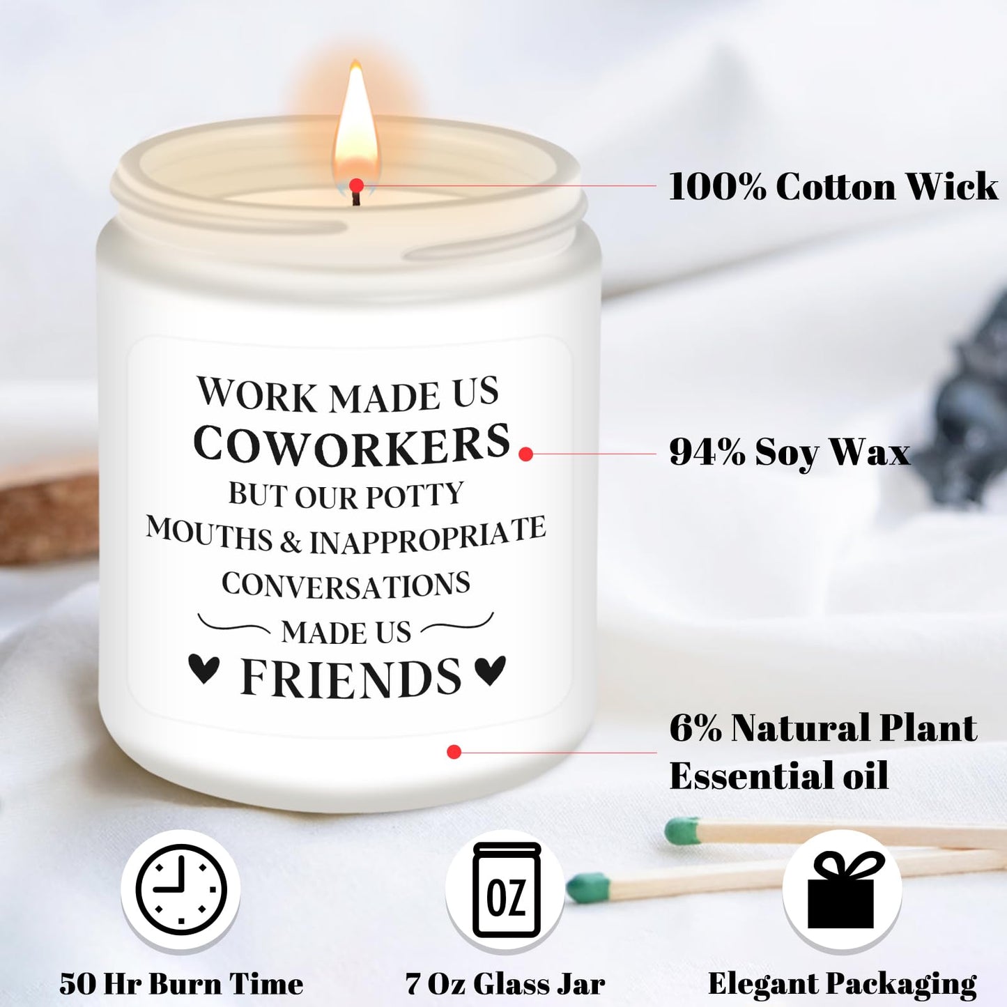 Homsolver Coworker Gifts for Women, Coworker Appreciation Retirement Gifts, Birthday Christmas Gift,Funny Coworke Scented Candles