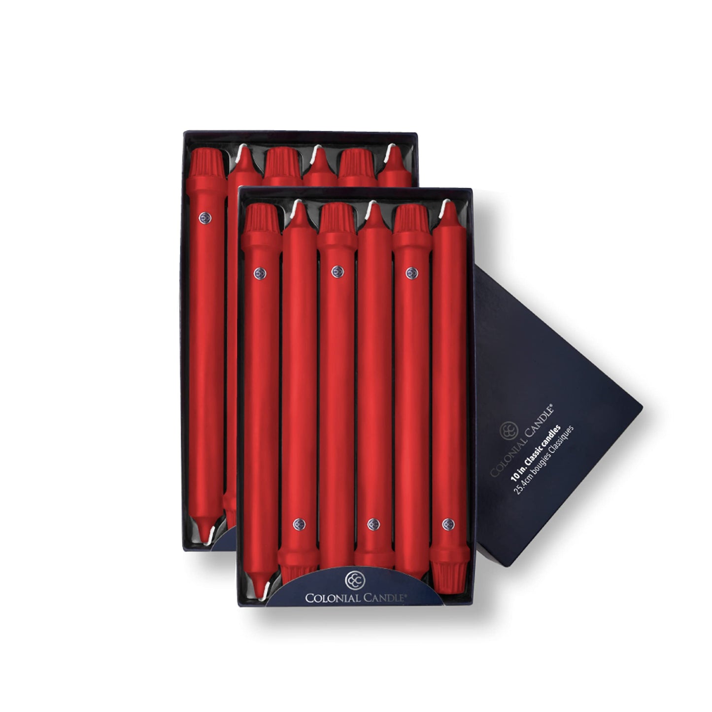 Colonial Candle Unscented Taper Candle, Classic Collection, Red, 10 in, Pack of 12 - Up to 8 Hours Burn