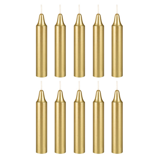 Mega Candles 10 pcs Unscented Gold Exquisite Mini Taper Spell Candles, 4 Inch Tall x 3/4 Inch Diameter, Supreme Chimes, Enchantment, Casting Rituals, Witchcraft, Wiccan, Altar, Magic, Metaphysical