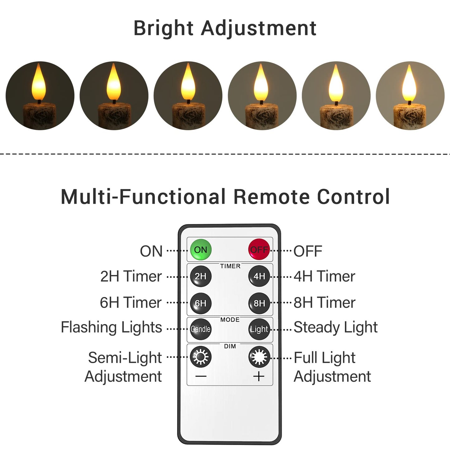 PChero Flameless Taper Candles with Remote Timer, Pack of 3 Birch Bark Real Wax Battery Operated Candlesticks, 9.6 Inches LED Flickering Window Candles for Home Wedding Christmas Decor