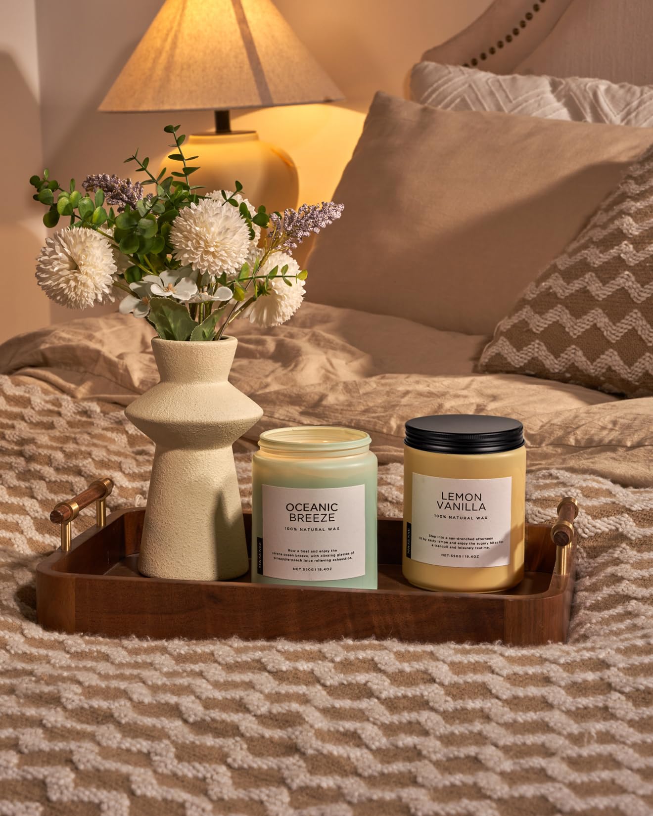 M&SENSE Candle Oceanic Breeze Scented, 19.4oz 110 Hour Long Lasting 2 Wick Pineapple & Mango Scent Natural Soy Candles for Home Scented for Stress Relief & Women/Men