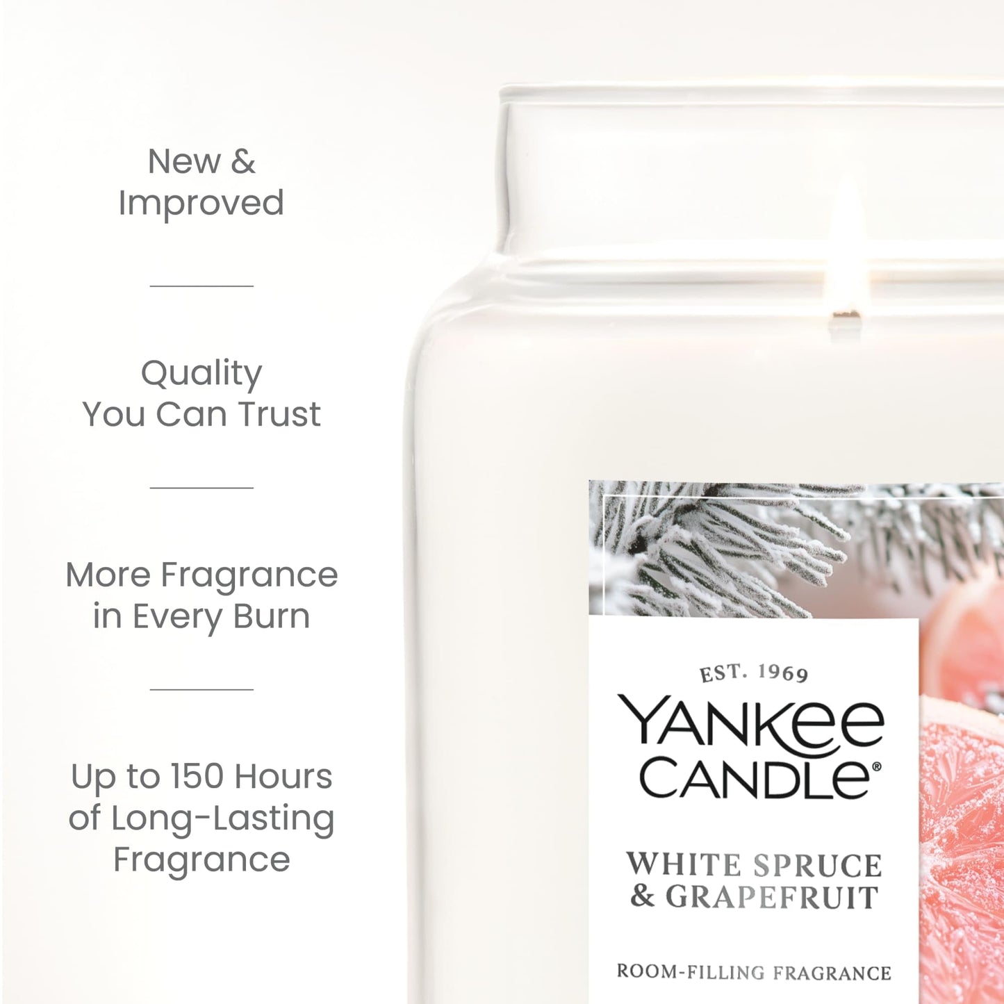 Yankee Candle White Spruce & Grapefruit Scented Candle, 22oz Large Jar with up to 150 Hour Burn Time, Giftable