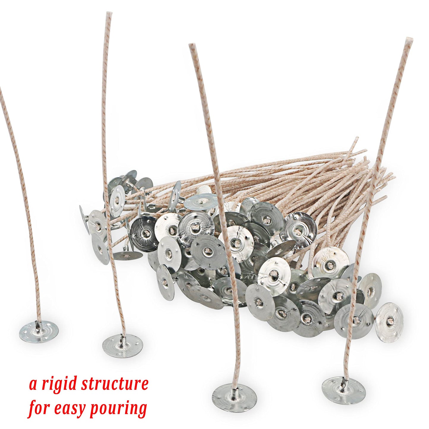MILIVIXAY 100pcs ECO 8 Wicks for Soy Candles, 6.0inch Cotton & Paper Wicks, Pre-Waxed and Tabbed,ECO Wick for Soy Candle Making.