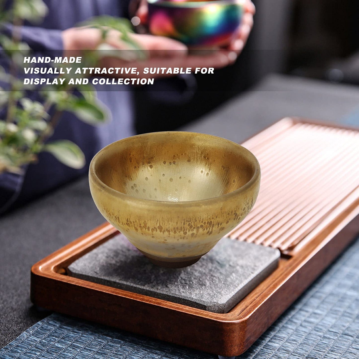 Alvinlite Jianzhan Tenmokus Porcelain Tea Cup Ceramic Tea Bowl with great glaze Chinese Tea Cup with Box for Cherish Crafts Gift(130mi)