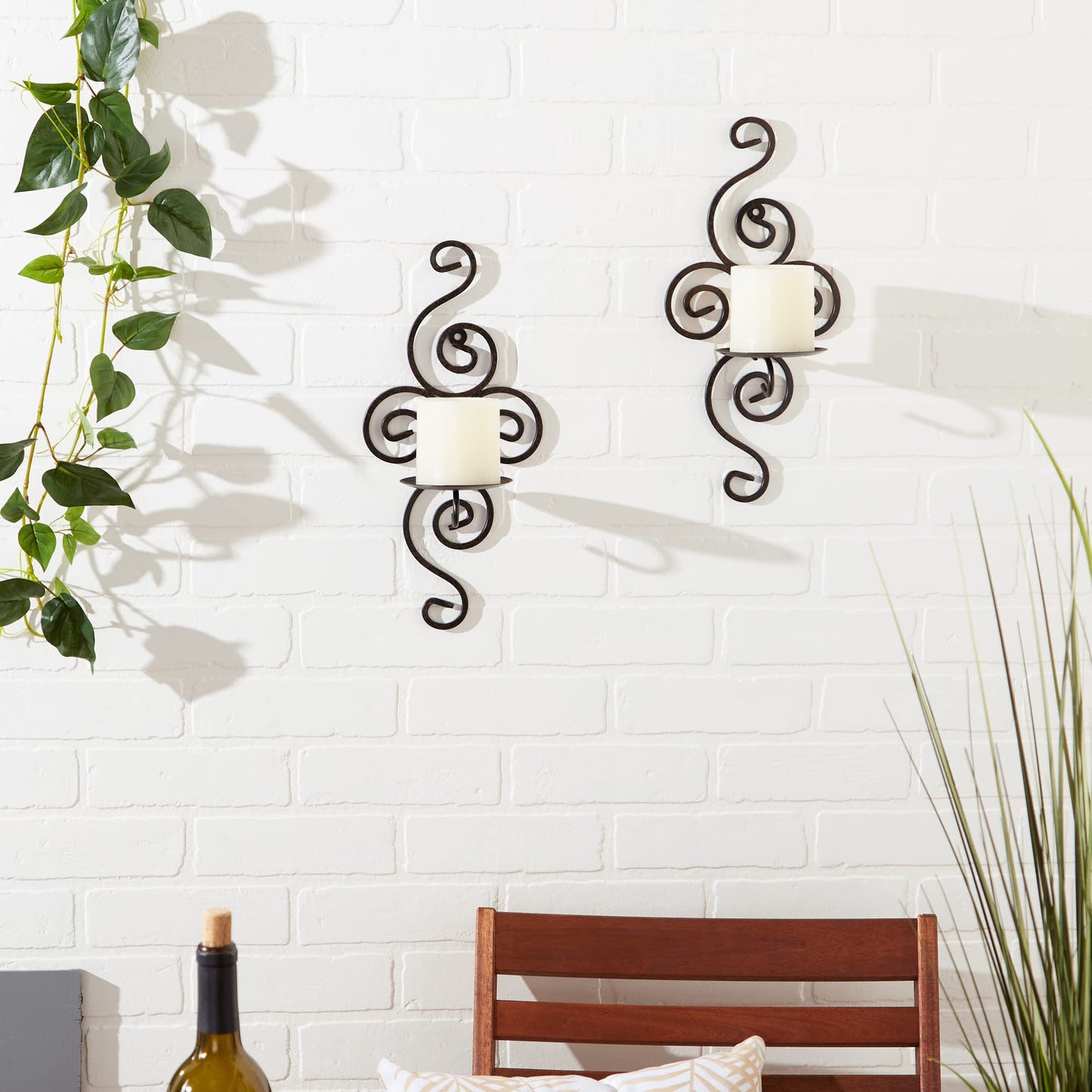 Scrollwork Candle Wall Sconce 13" Tall