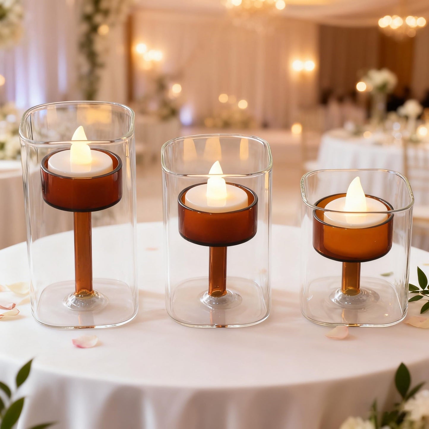 Maimeili Glass Candle Holder Hurricane Crystal Decorative Candle Fits Standard Tealight for Table Wedding Dinning Centerpieces Party Supplies Home Decor