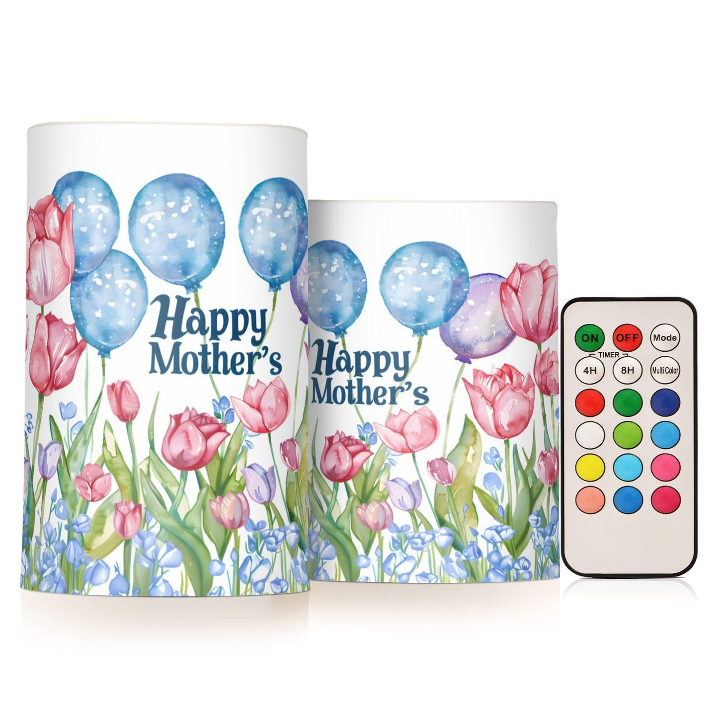 ALAZA Mother's Day Flowers Flickering Flameless Candles Battery Operated with Remote Timer,Tea Light Candles LED Pillar Votive Candles Set of 2 for Outdoor Indoor Decorations