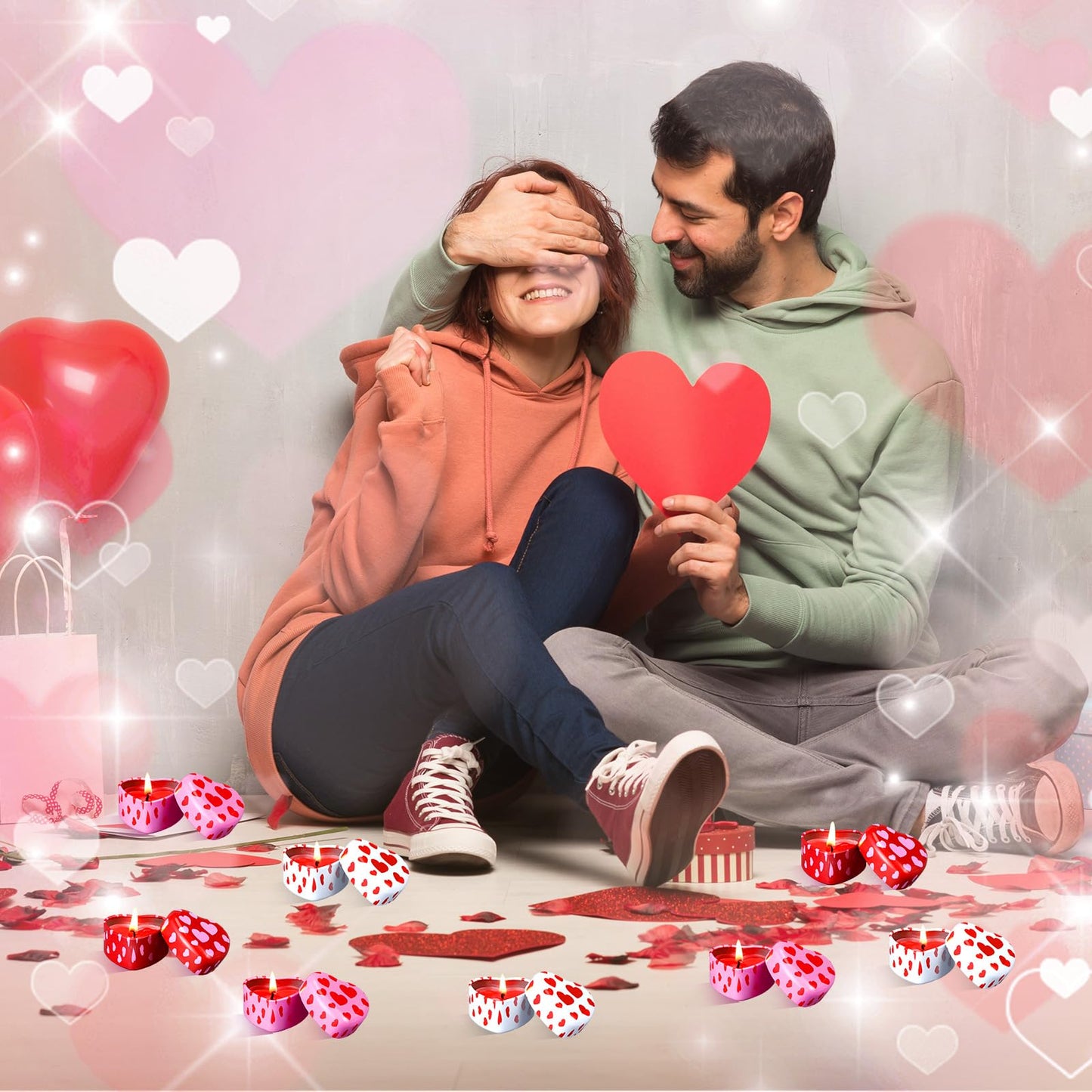 MorningRo 24 Pcs Valentine Heart Candle Tins with Lids Empty Heart Shaped Candle Jars 2 oz Containers Box for DIY Making Candles Valentine Gifts (Colorful)