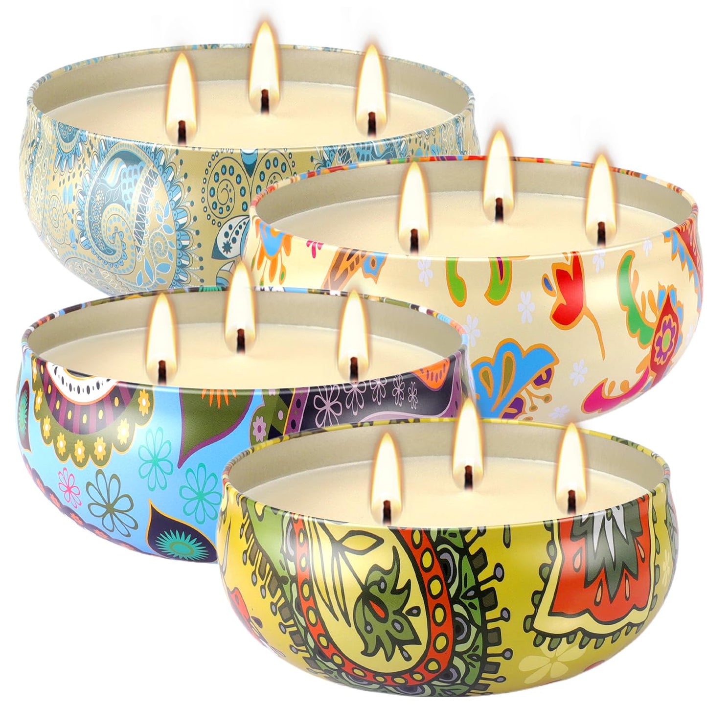 Set of 4 Triple Wick Citronella Candles Perfect for Yards, Gardens, Balconies and Camping, Indoor & Outdoor Scented Candles Bulk…