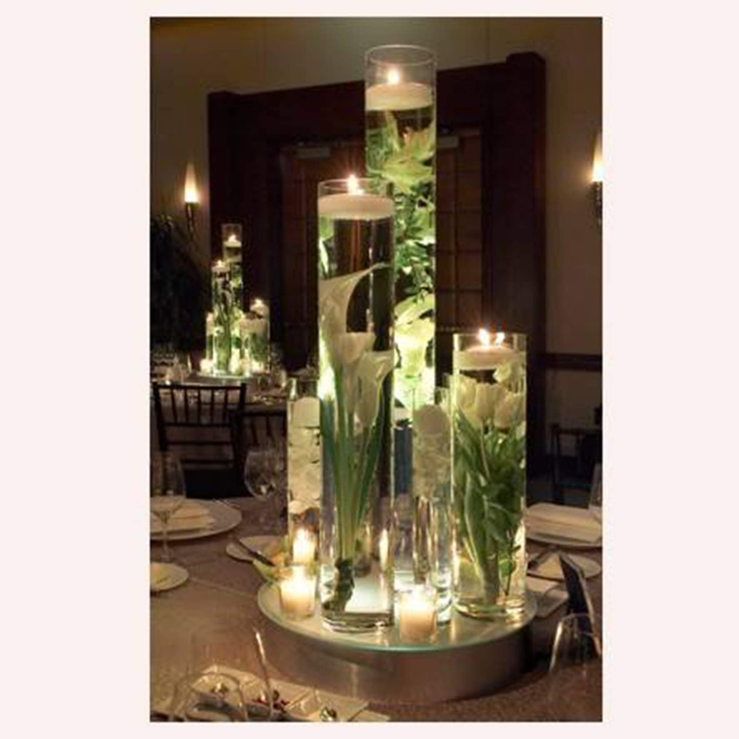 WGVI Quality Thick Weighted Tall Clear Cylinder Glass Vases, 4" W x 18" H, Flower Arrangement Floating Candle Holders Wedding Centerpieces Event Floral Container Display Decor, Bulk Wholesale, 6 Pcs
