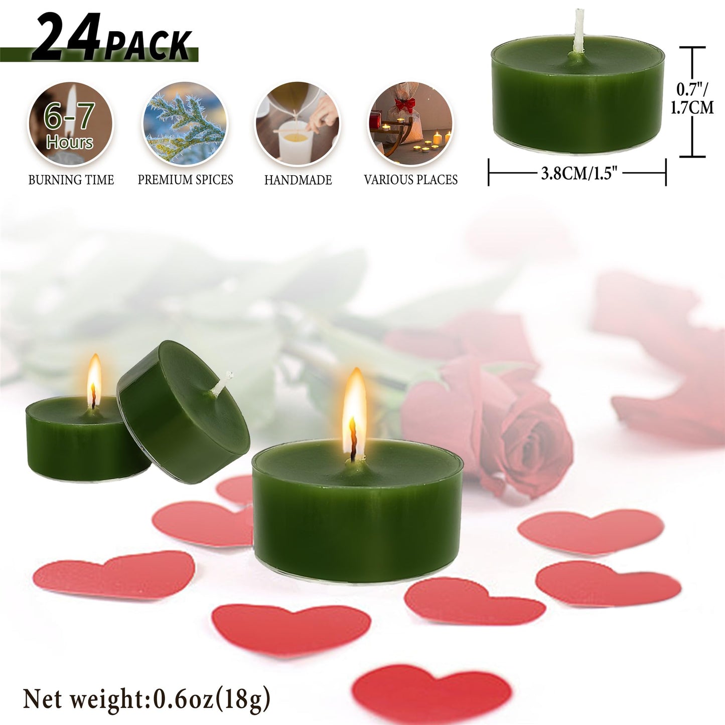 Scented Tealight Candles Handmade Candlesticks,12pcs Round Tea Light Candles Natural Bees Wax Tealight Candle Smokeless Candle Stciks for Spa Home Decor Party Gifts, (T01-12S-RDCD)