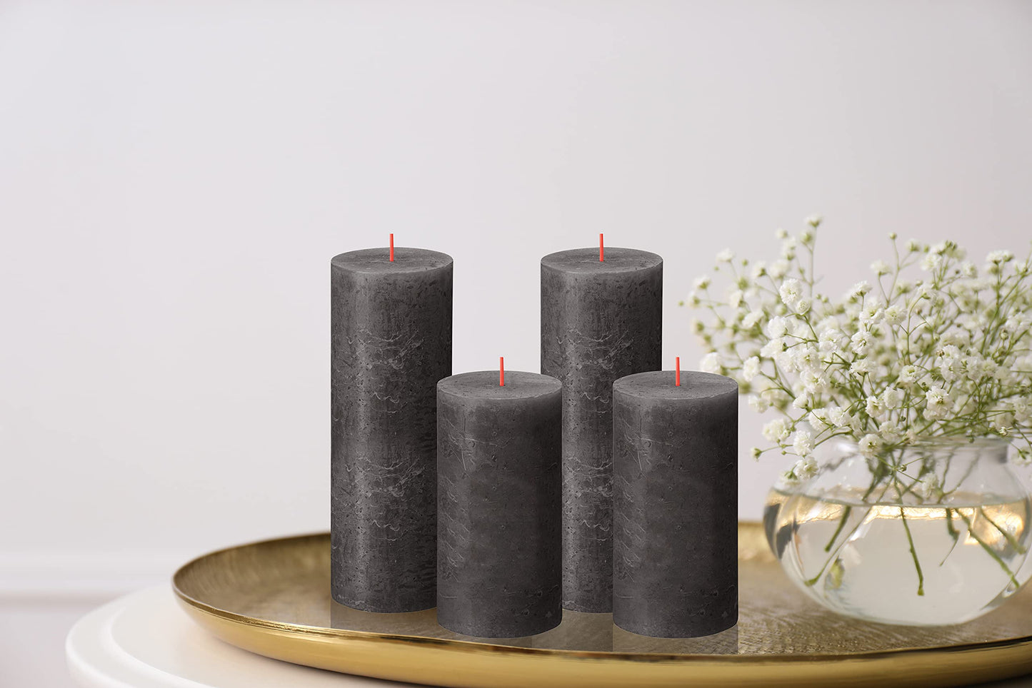 BOLSIUS 6 Pack Black (Stormy Gray) Rustic Pillar Candles - 2.75 X 7.5 Inches - Premium European Quality - Includes Natural Plant-Based Wax - Unscented Dripless Smokeless 85 Hour Home Decor Candles