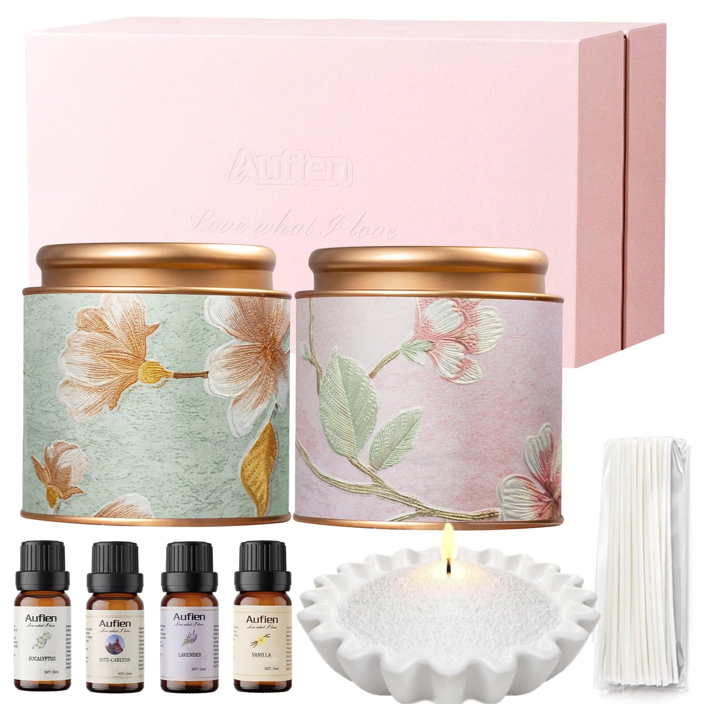 Aufien Candle Sand with Wicks, 16 Oz Pearled Candle, DIY Bead Powder Sand Wax Making kit Refillable Non Toxic for Handmade, Mother's Day Wedding and Halloween Christmas Decorations