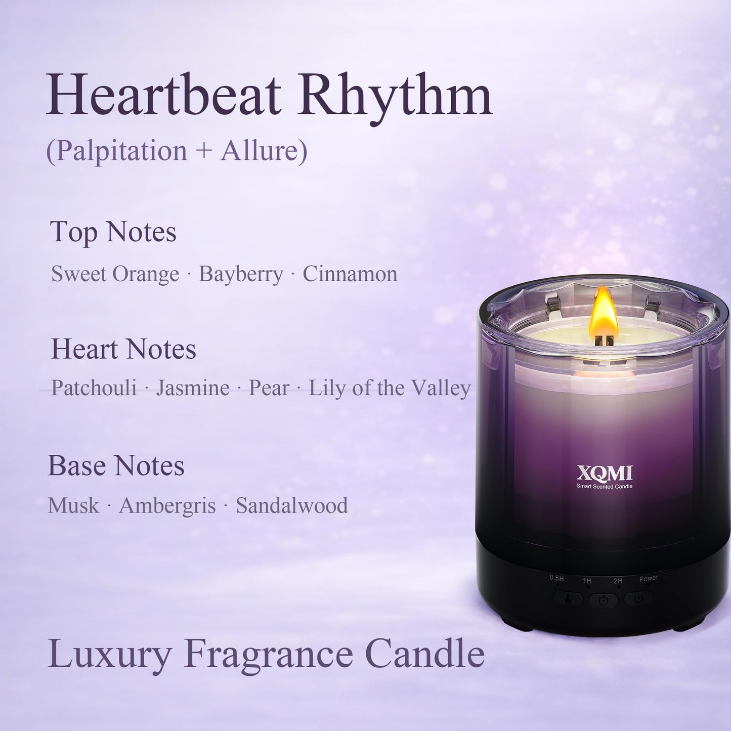 XQMI Smart Scented Candles,Perfume-Grade Scented Candle for Women, 4.25oz Natural Soy Wax, Candles for Home Scented, Birthday Gifts, Valentine’s Day Candle for Her(Heartbeat Rhythm)