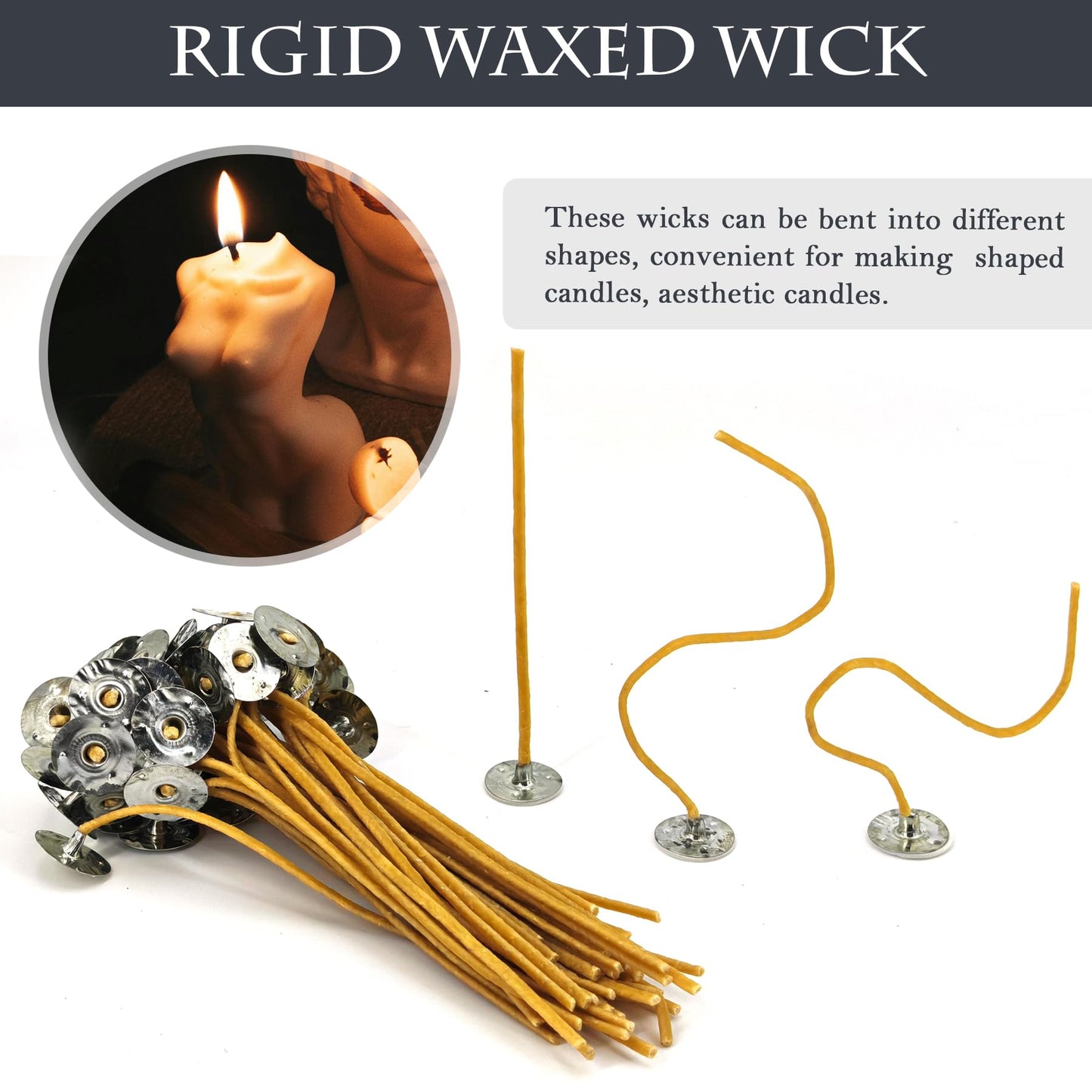 SWIGRANCE 15cm Hemp Candle Wicks 100Pcs, Hemp Braided Wick for Handamde Candle Making, Pre-Waxed with Beeswax