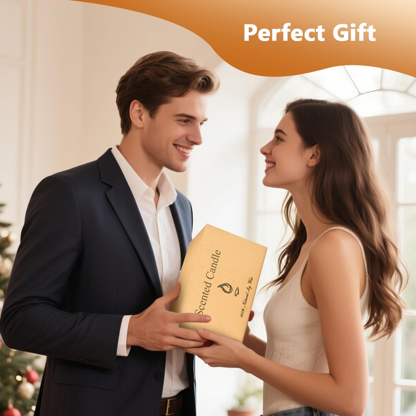 Obisesio Candles 2 Pack, Candles for Home Scented, Aromatherapy Candle Gift Set for Women Soy Wax Long Lasting Amber Jar Candles for Birthday Housewarming Mother's Valentine Day(Vanilla & Lavender)