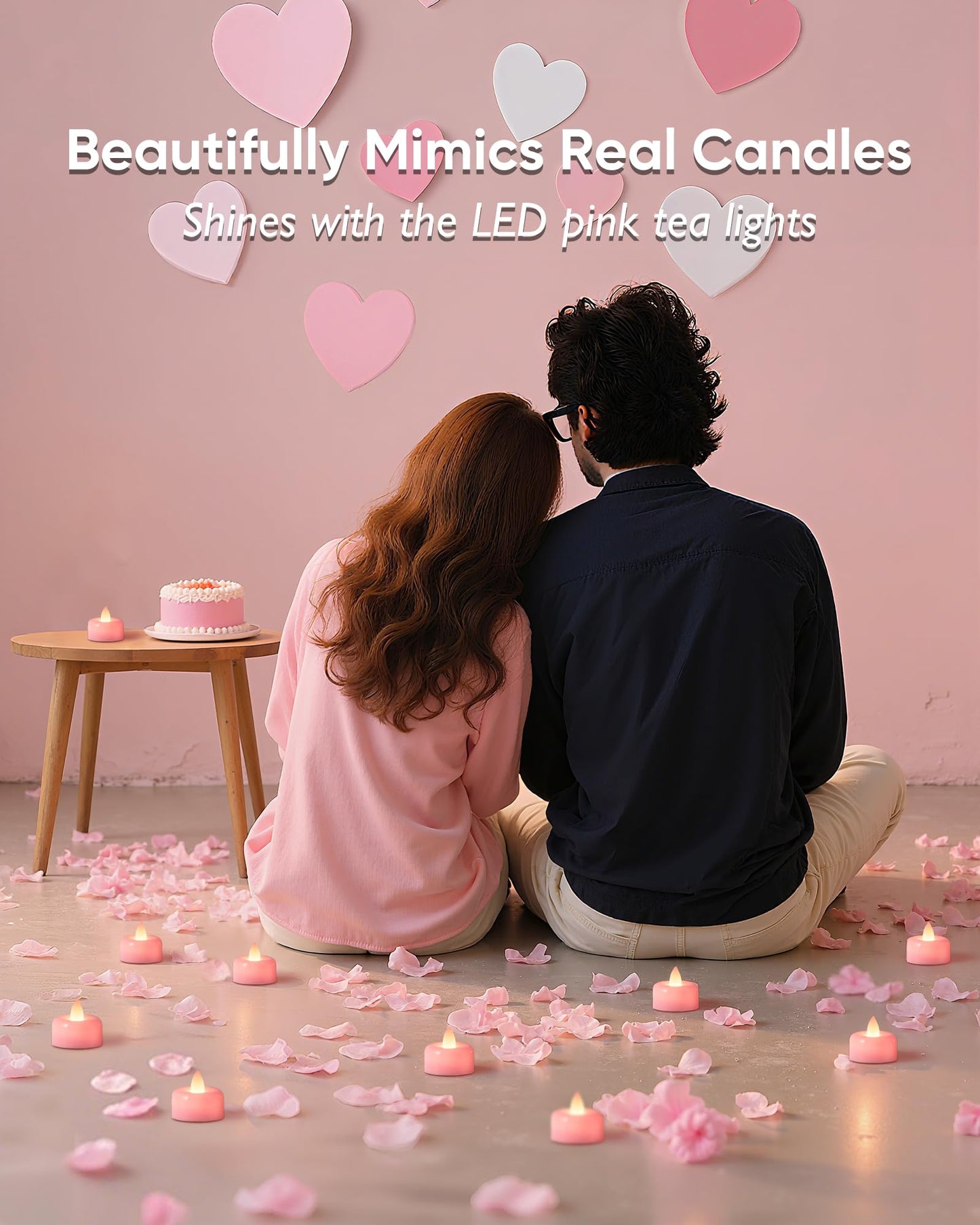 Amagic 24 Pack Pink Flameless LED Tea Lights Candles Battery Operated, Electric Fake Tealight Candles for Votive, Wedding, Table Centerpiece, Theme Party, Aniversary, Proposal, Christmas, Pink Base
