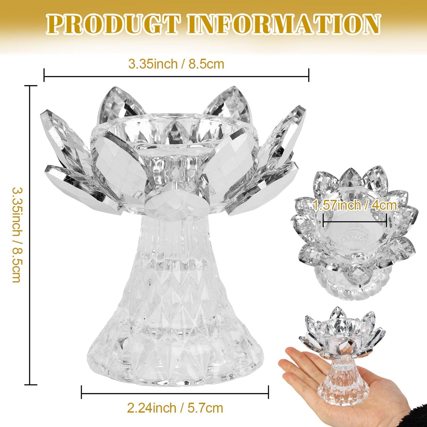 Awexilup 1 PC Silver Crystal Flower Tea Light Holder, Glass Lotus Tealight Candlestick, Votive Candle for Table Centerpiece, Wedding Party Decor, Nice Gift